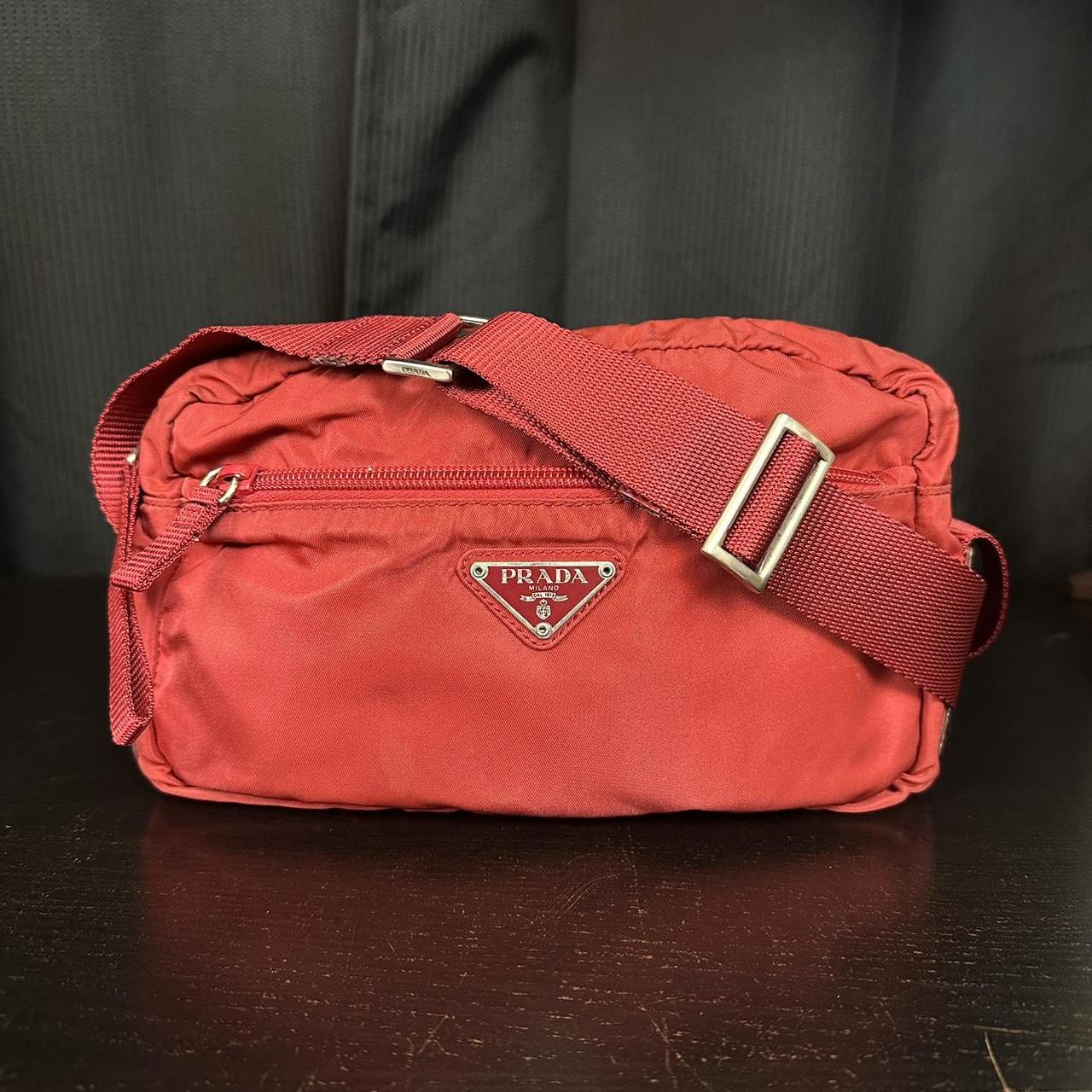 Prada vela nylon crossbody bag in pink 8 x 6' - Depop