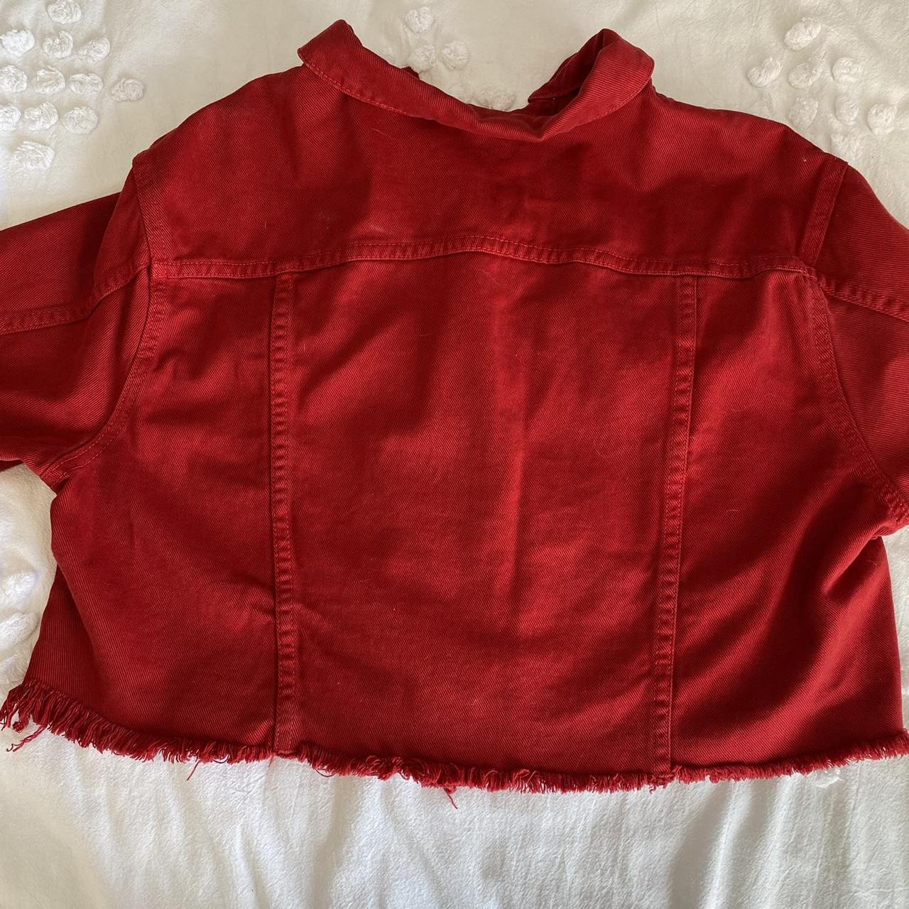 brandy melville red cropped denim jacket , - good