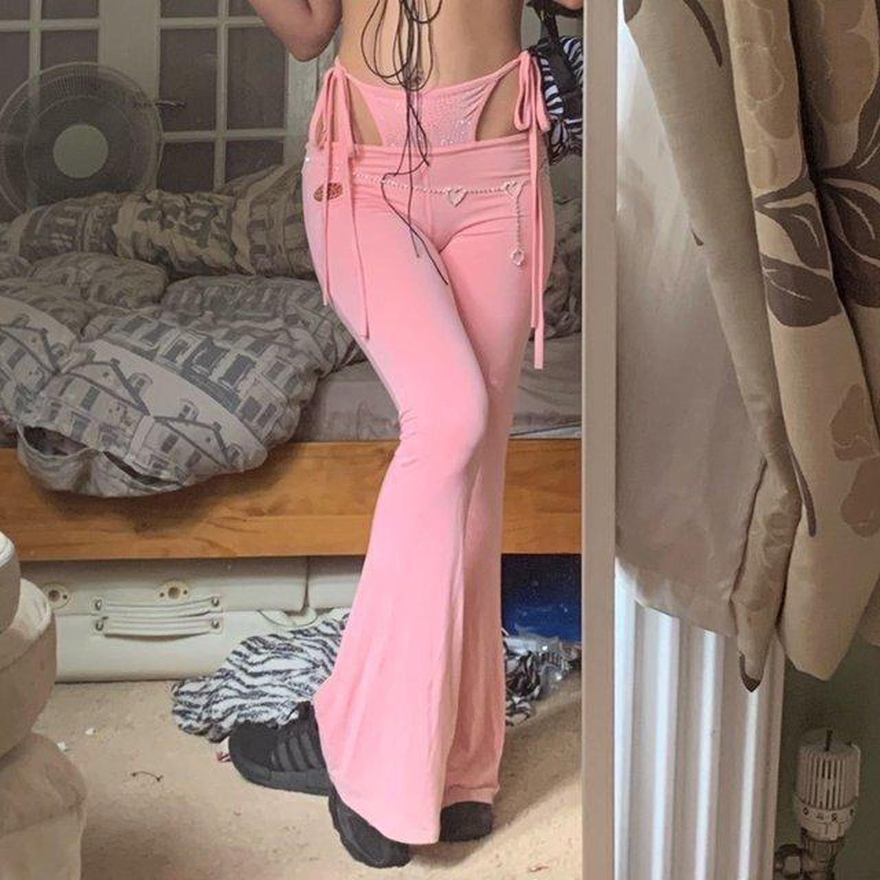 OMIGHTY PINK G STRING FLARE PANTS the iconic and... Depop