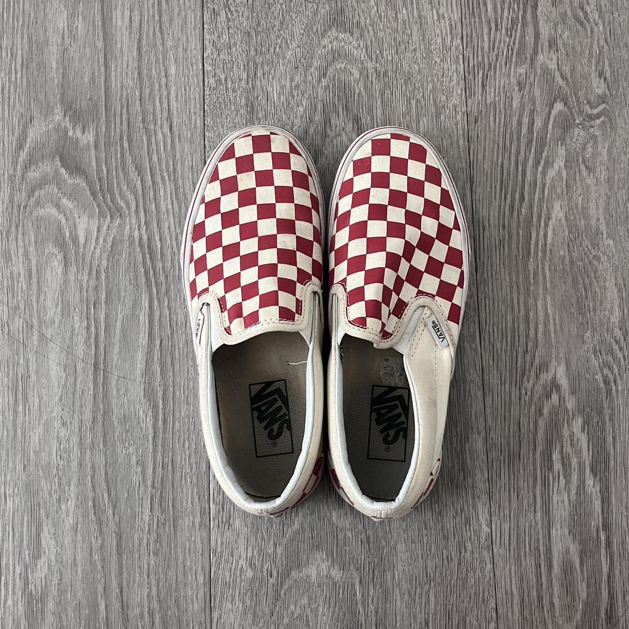 Vans slip ons 2025 red checkerboard