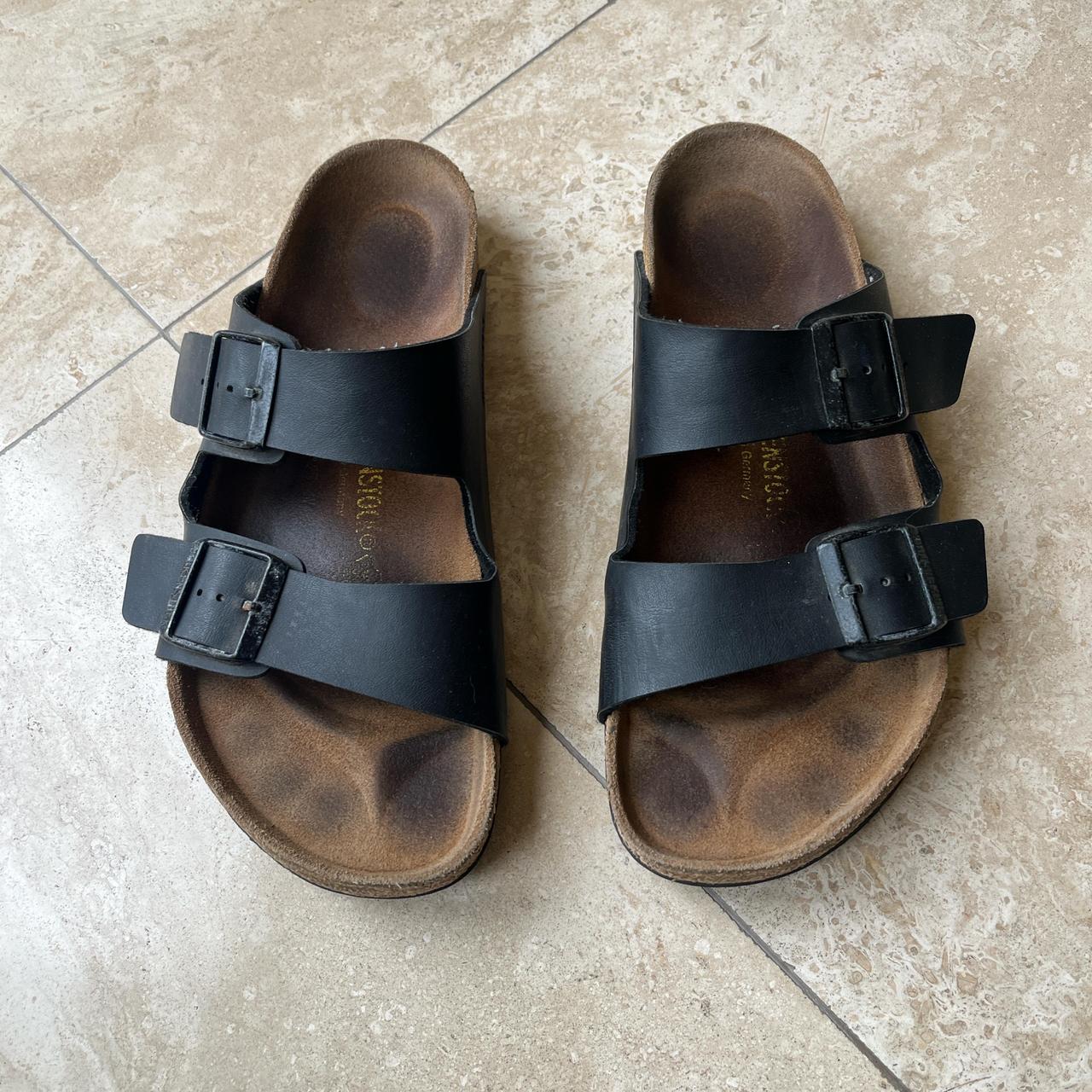 Birkenstock Arizona black leather size 42 slightly... - Depop