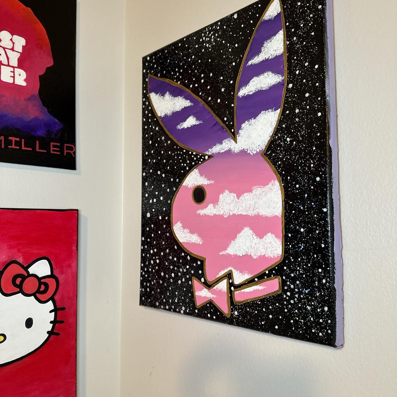 Playboy bunny cowprint 8x10in acrylic canvas 2024 painting