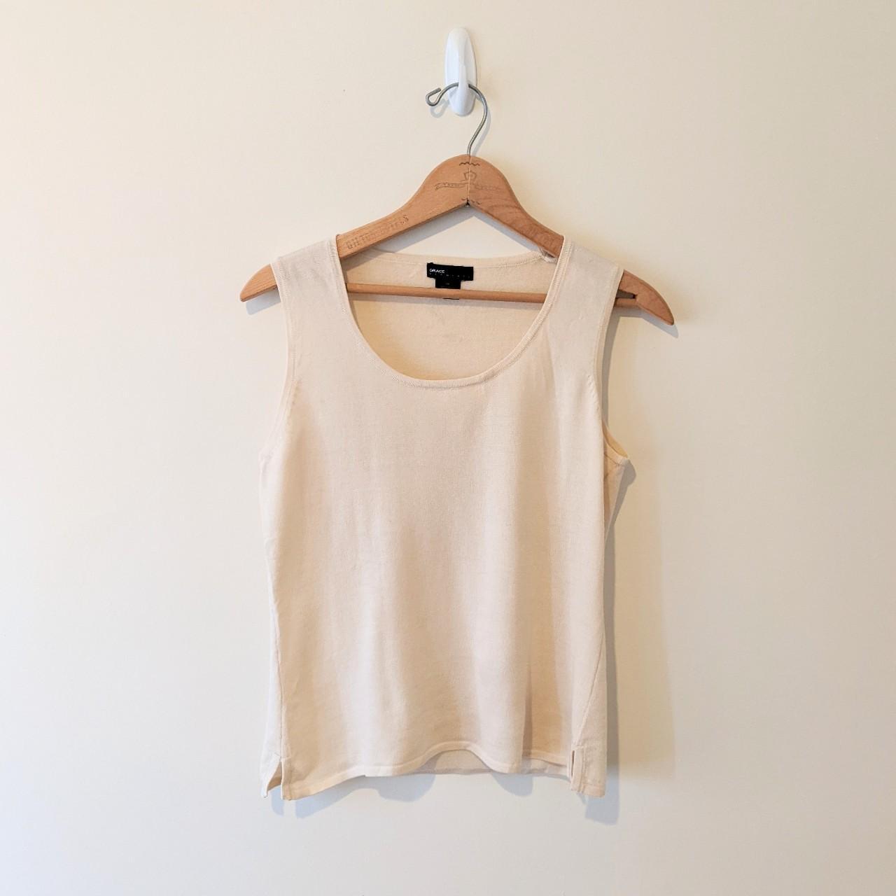 Women's Cream and Tan Vest | Depop