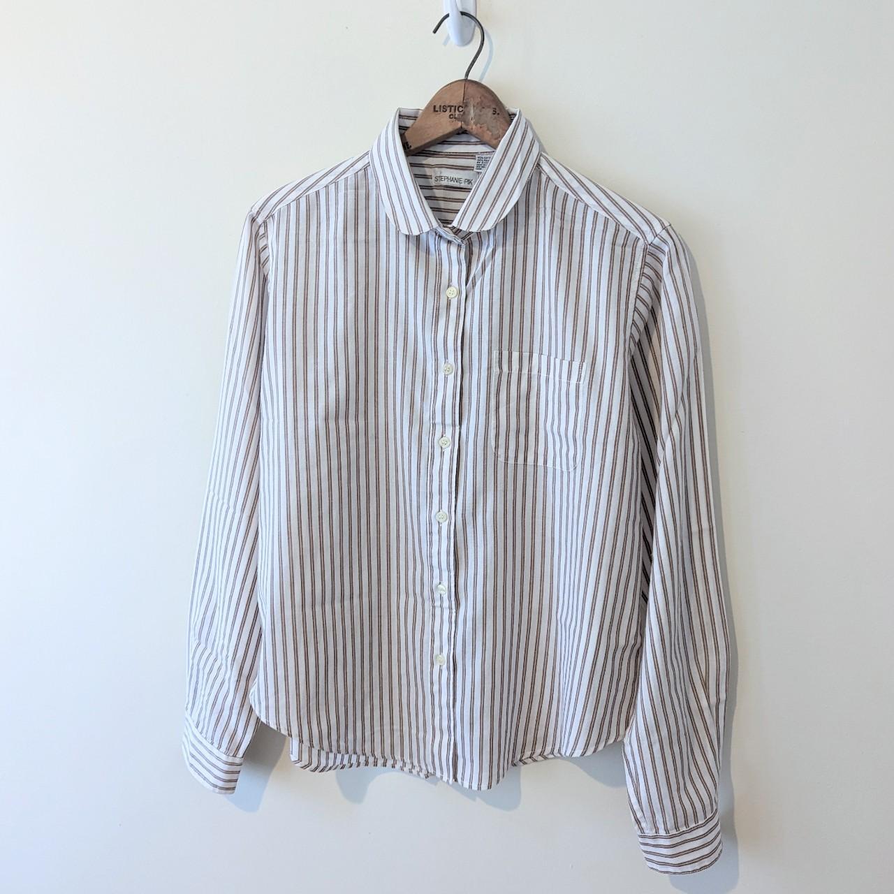 Women's White and Brown Shirt | Depop