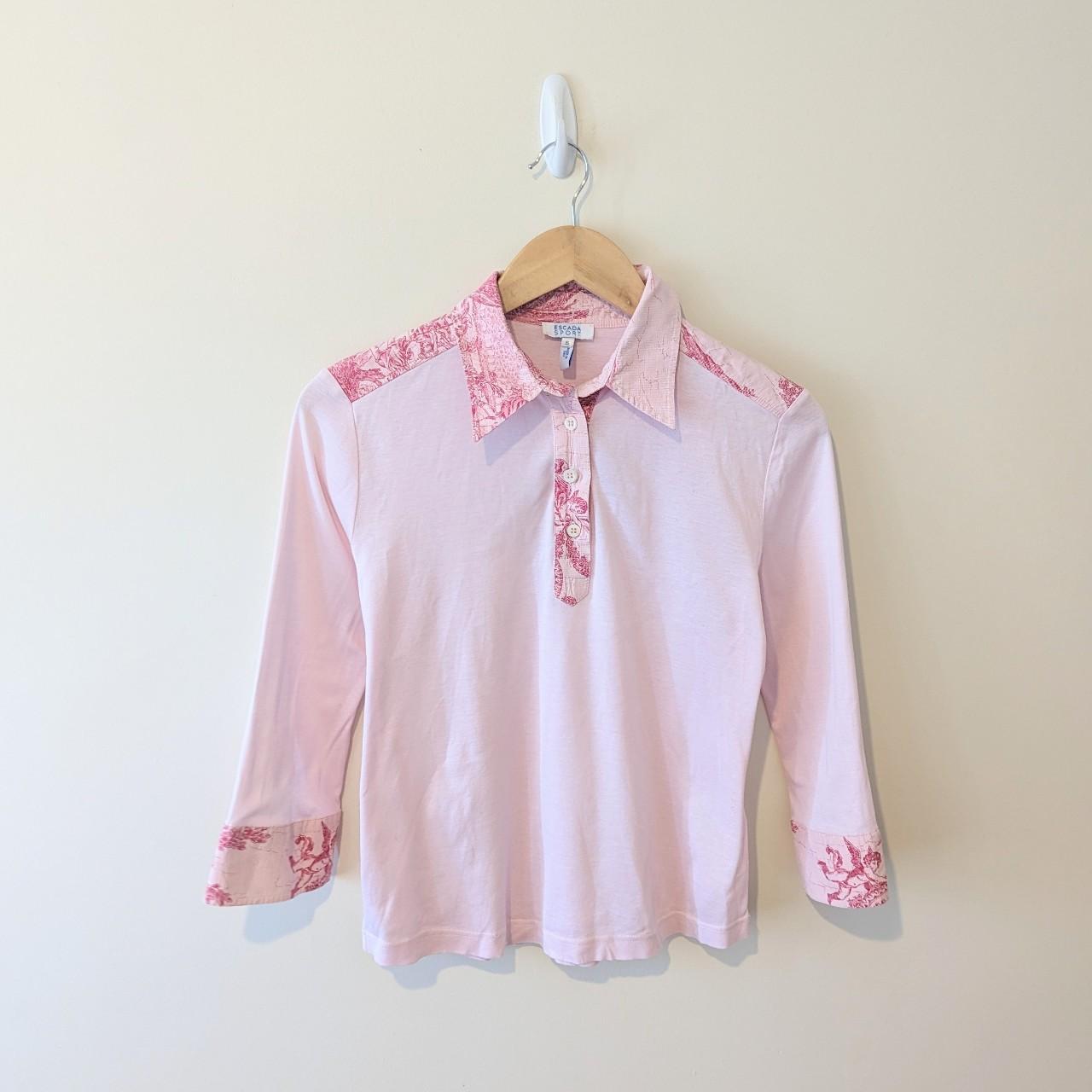 Vintage Y2K Escada Sport Pink Renaissance Polo Shirt - Depop