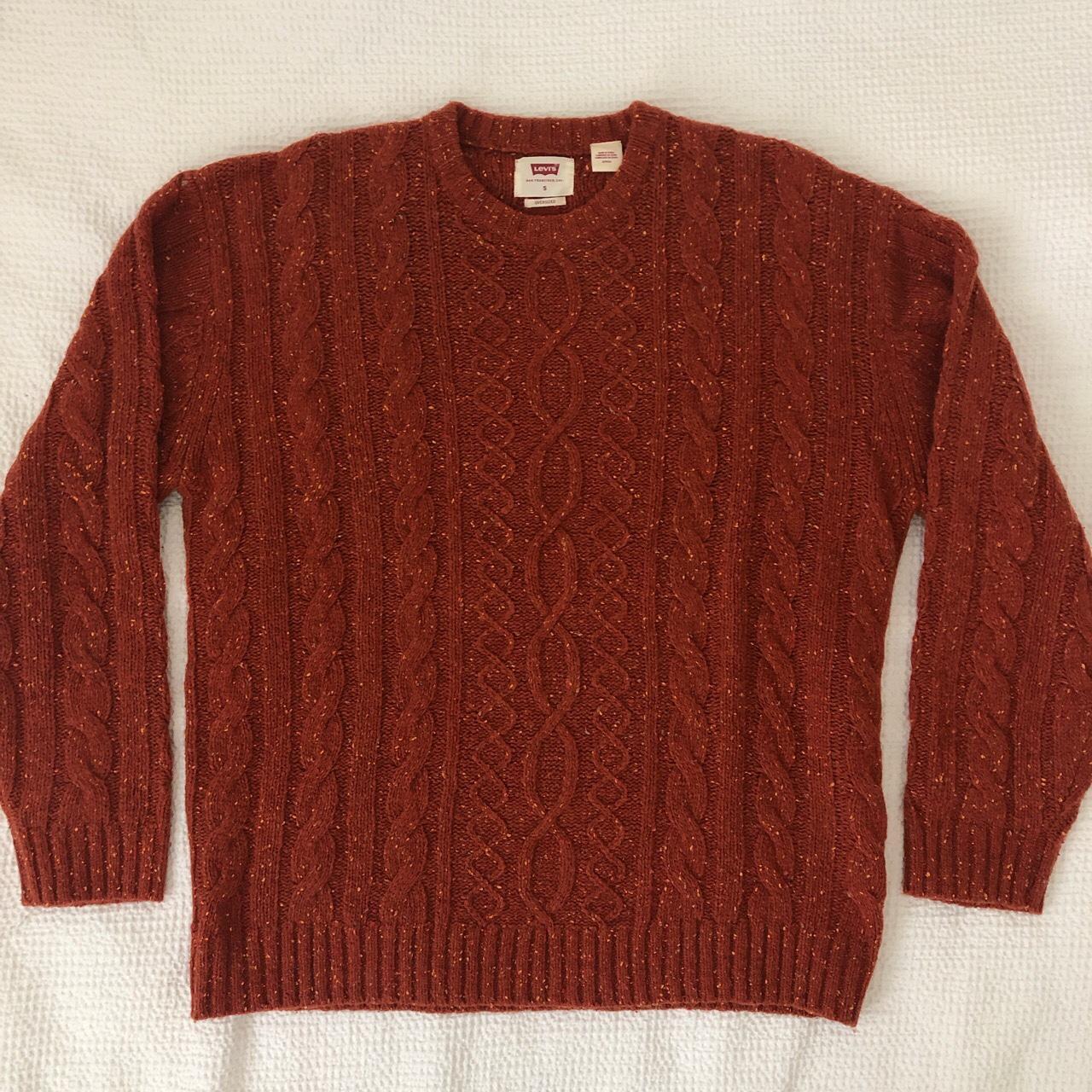 Levi’s knit sweater in dark orange Size small but... - Depop