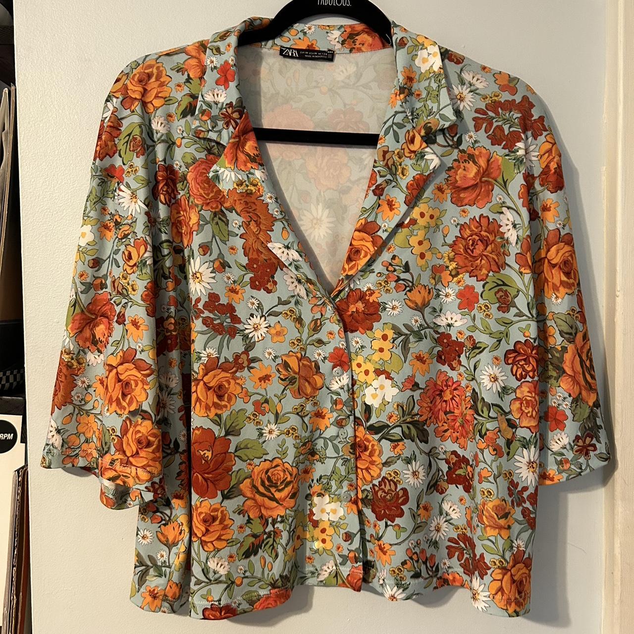 Zara Floral Top Worn twice In perfect condition!... - Depop