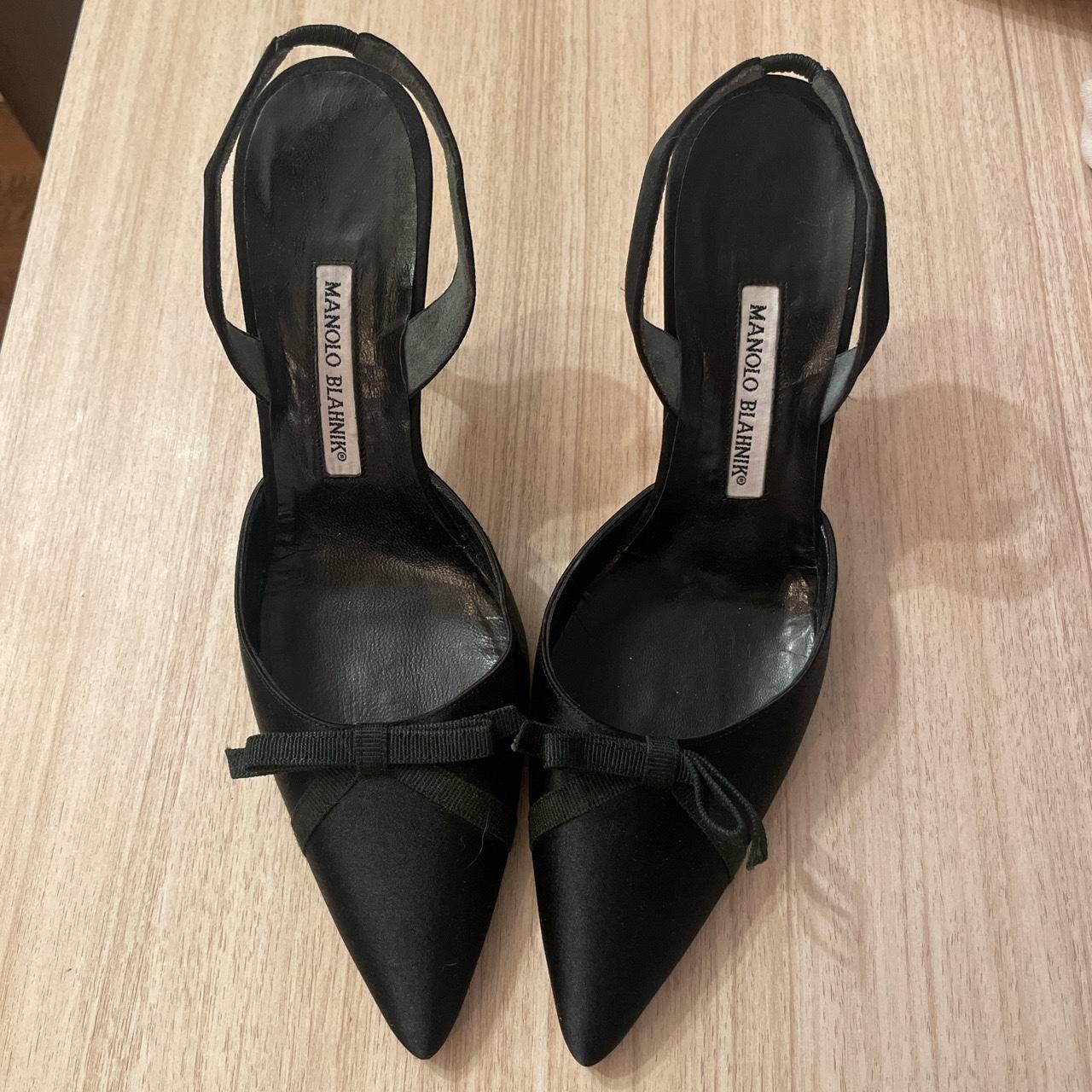 vintage manolo blahnik black pointed toe kitten... - Depop