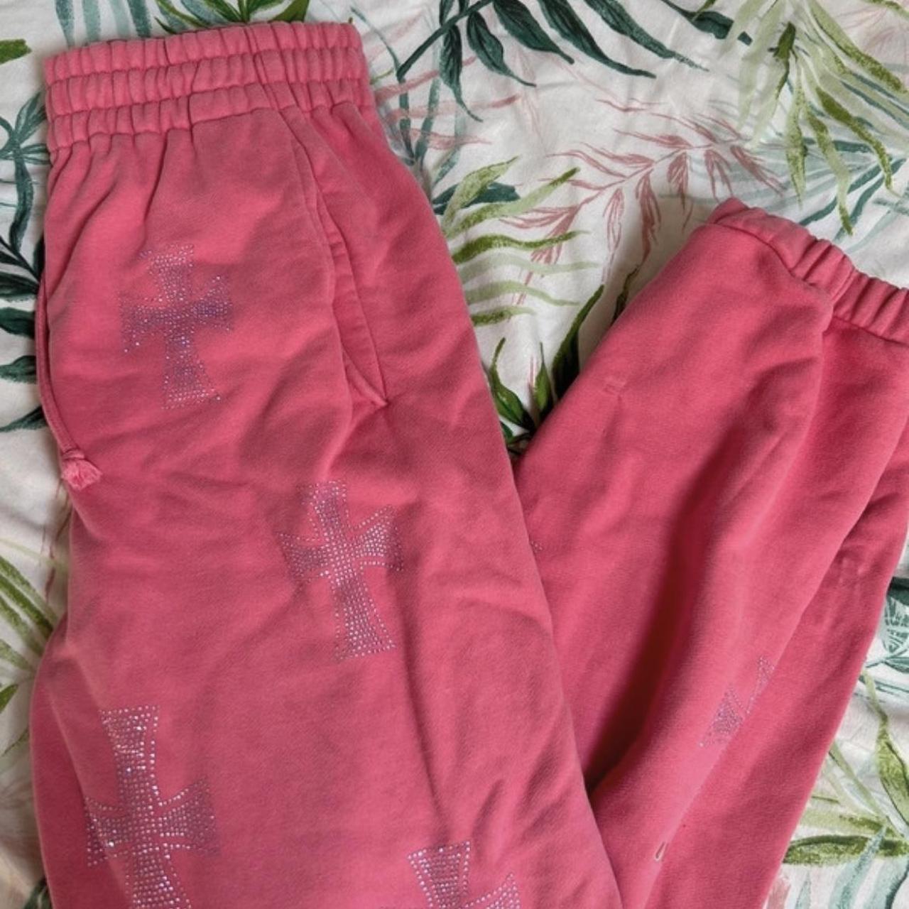 Unknown London pink rhinestone joggers Few slight... - Depop