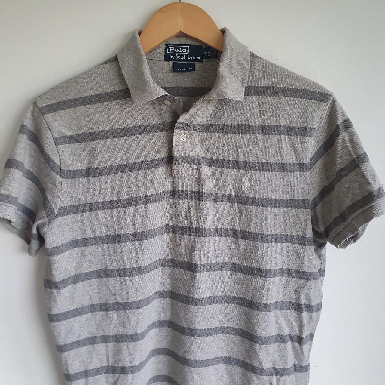 Mens Polo Ralph Lauren Polo Shirt Light Grey with... - Depop