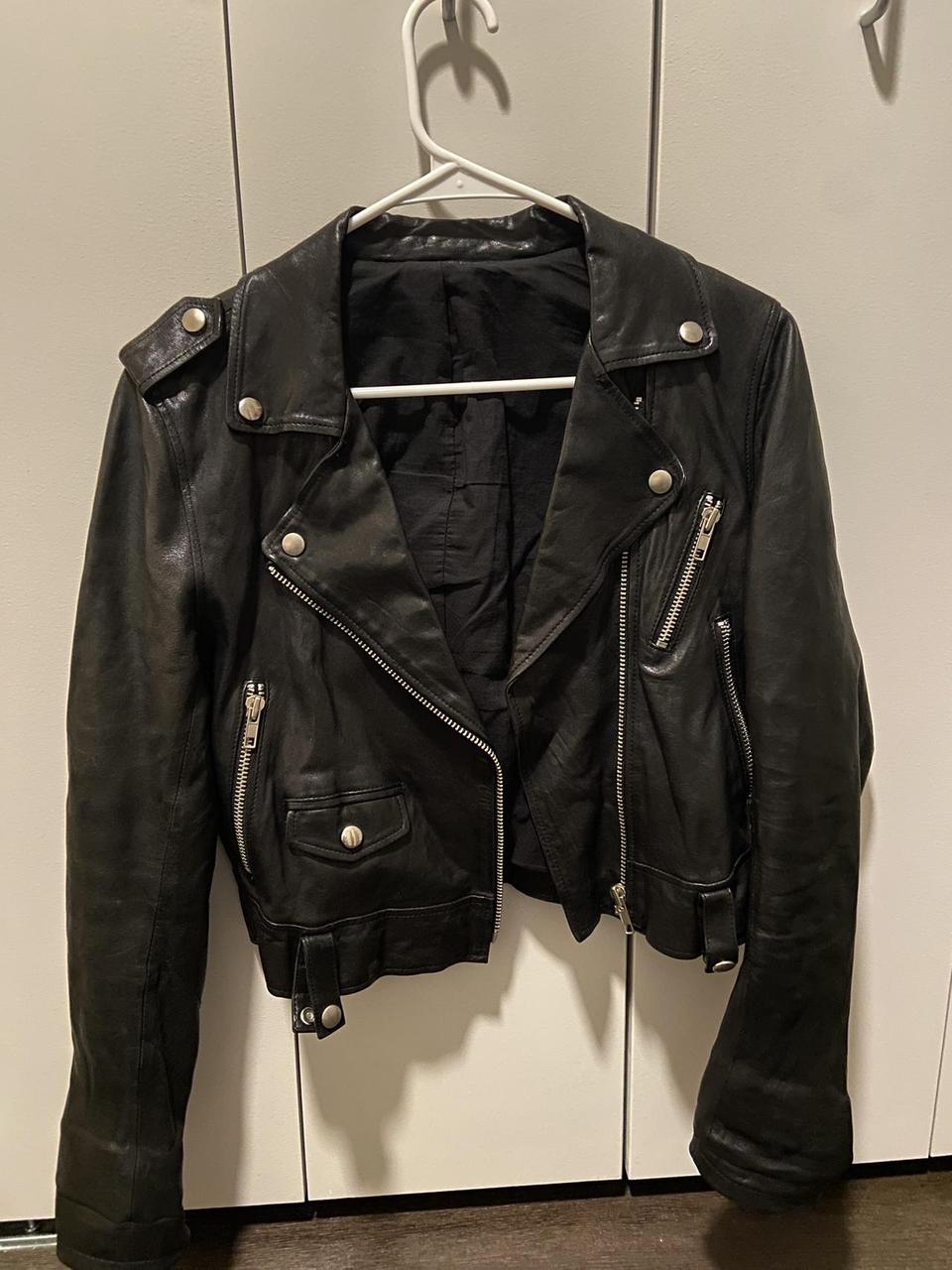Vintage leather jacket made in Korea; 100% lamb;... - Depop