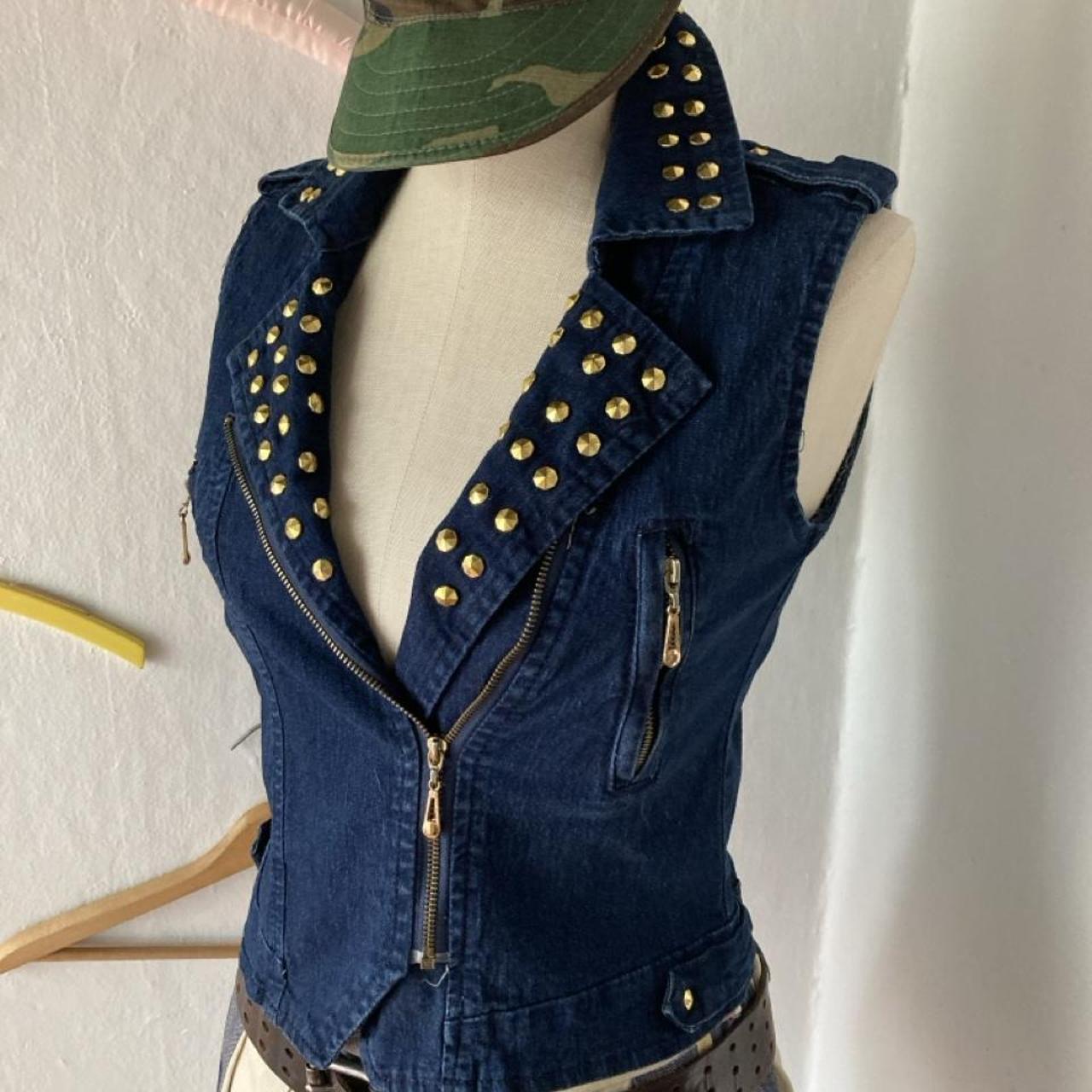 Maison michel women's vintage navy and blue y2_k grunge goth gilet
