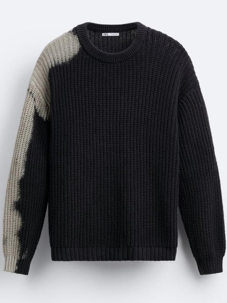 Zara spray print sweater cotton knit, side spray... Depop