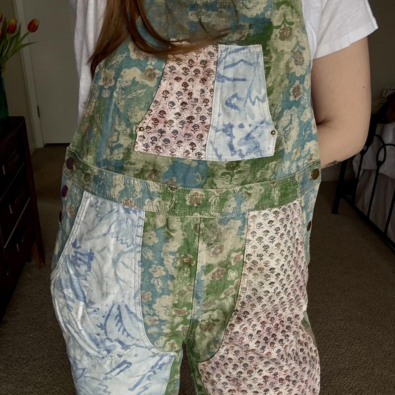 Women's Overalls - Multi/Green - M – Patchwork Fl… - image 3