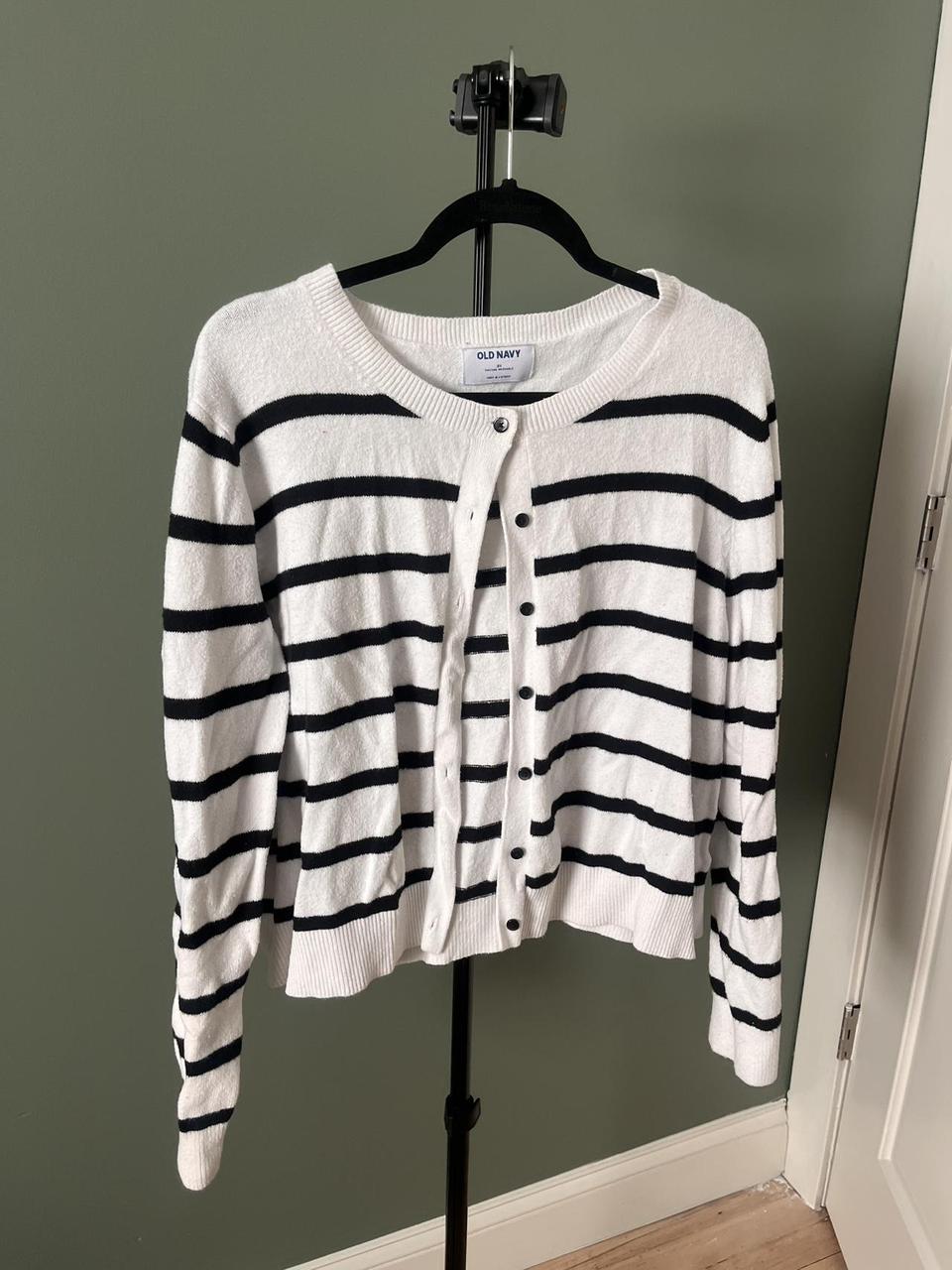 Old Navy Women's Cardigan White/Multi XXL – White and black