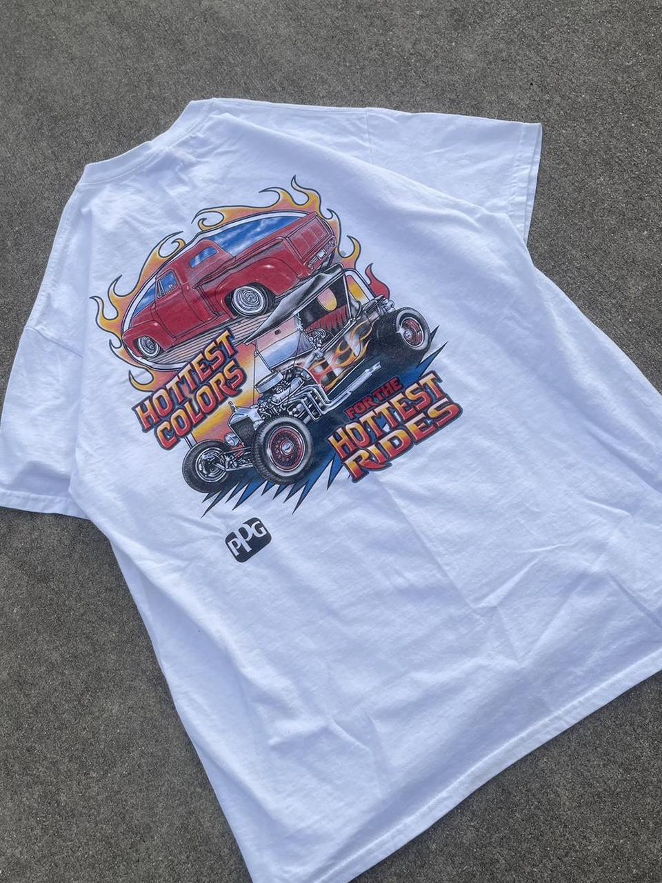 y2k hot rod /classic cars tee tagged L 📐21x28 no... - Depop