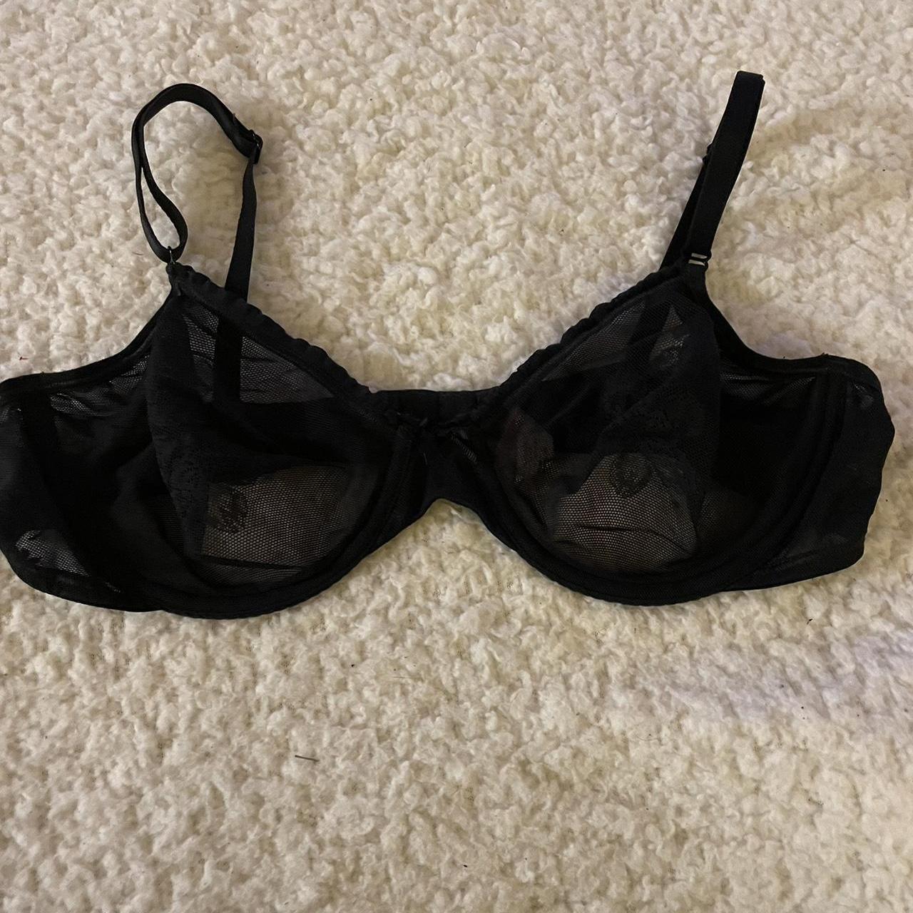 NWOT Victoria's Secret black sheer bra. Size 32A. - Depop