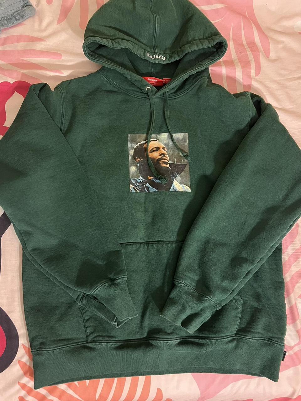 Supreme Hoodie Marvin Gaye 🙏🏻 Size- Medium Dark... - Depop