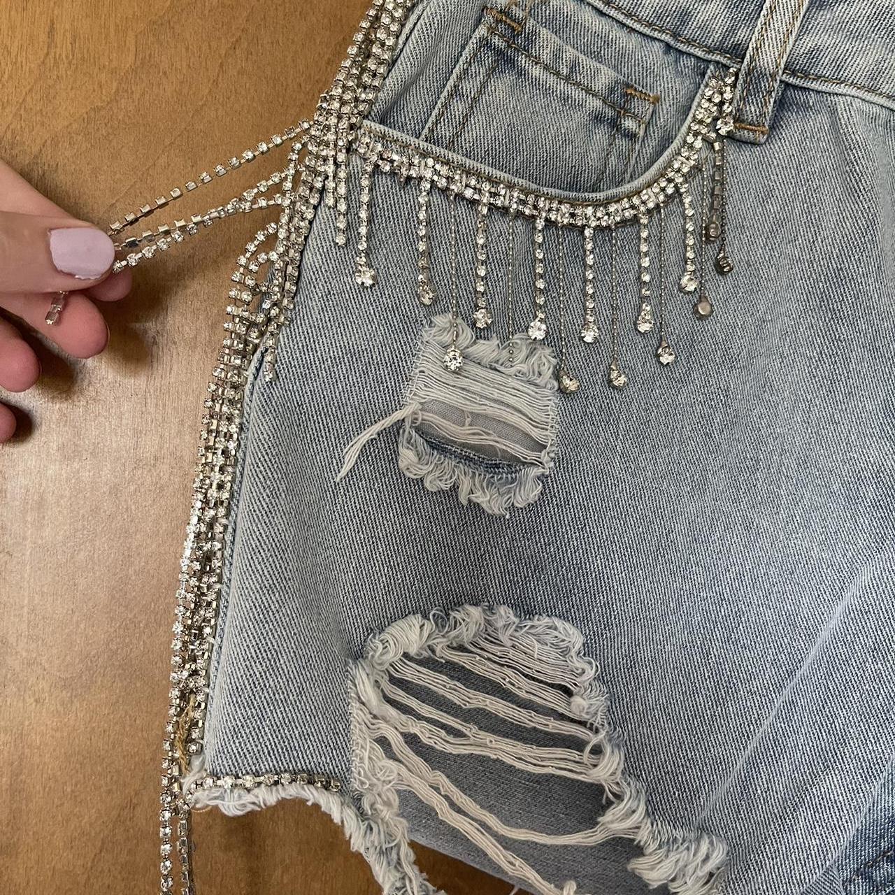 Only work once rhinestone Jean shorts from Rue Depop