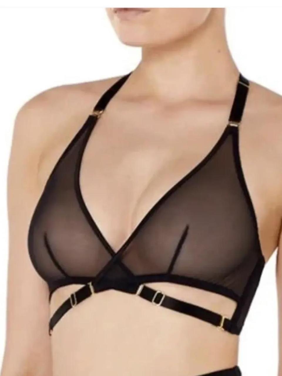 Bordelle Art Deco Mesh Wrap Bra - Black