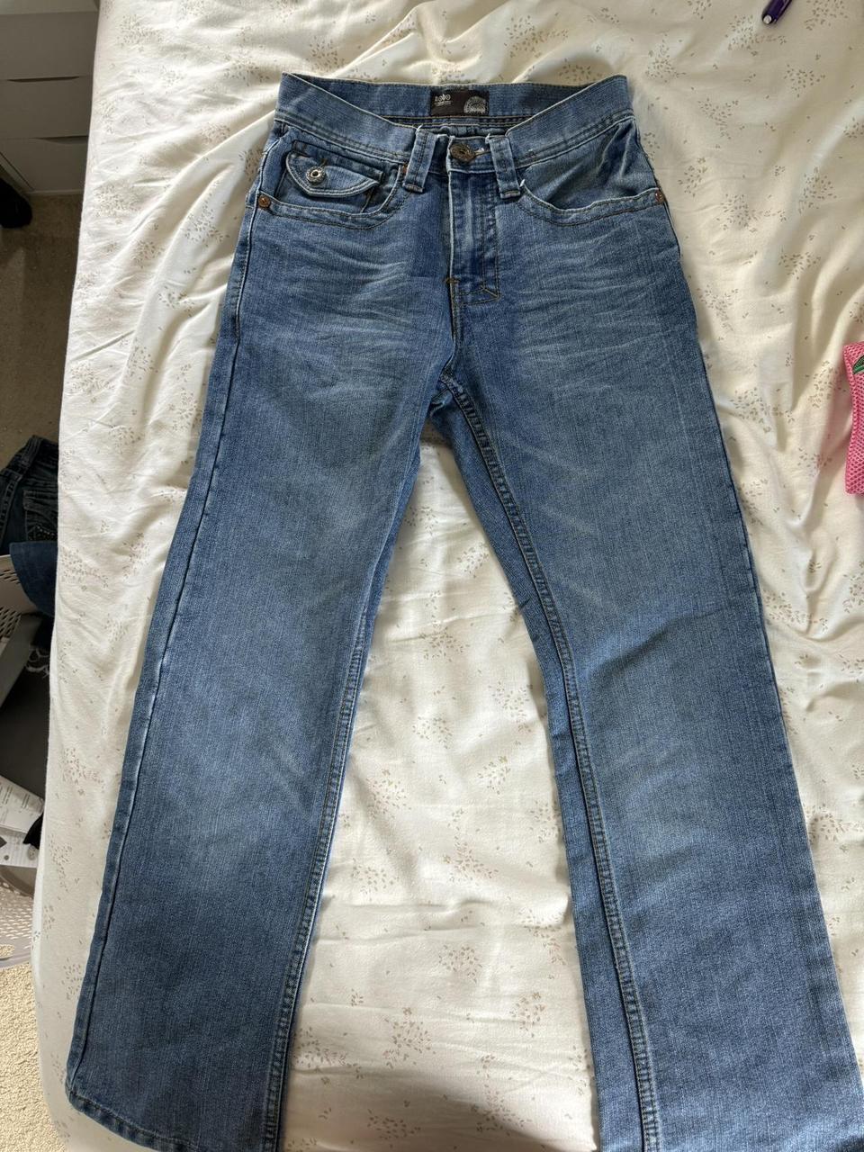 2000s low rise dark wash bootcut no boundaries... - Depop