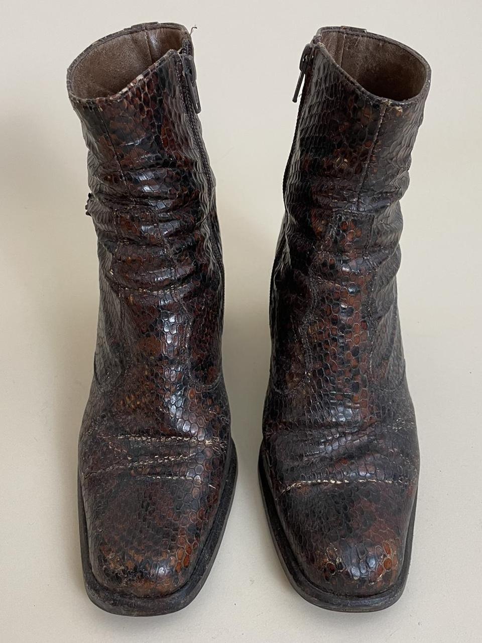 Vintage faux snake skin ankle boots Size UK 5... - Depop