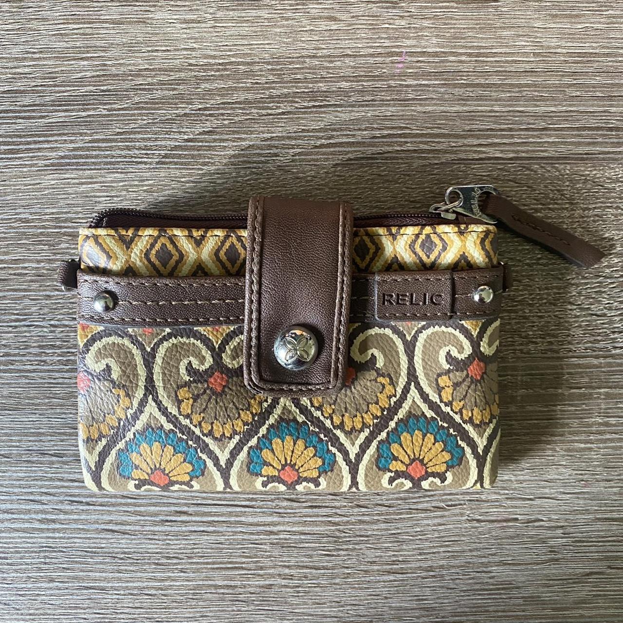 Super cute RELIC boho multicolored brown leather... - Depop