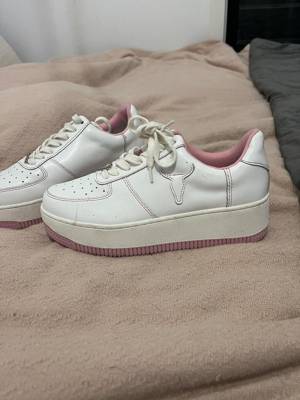 white/pink platform windsor smith sneakers size aus... - Depop