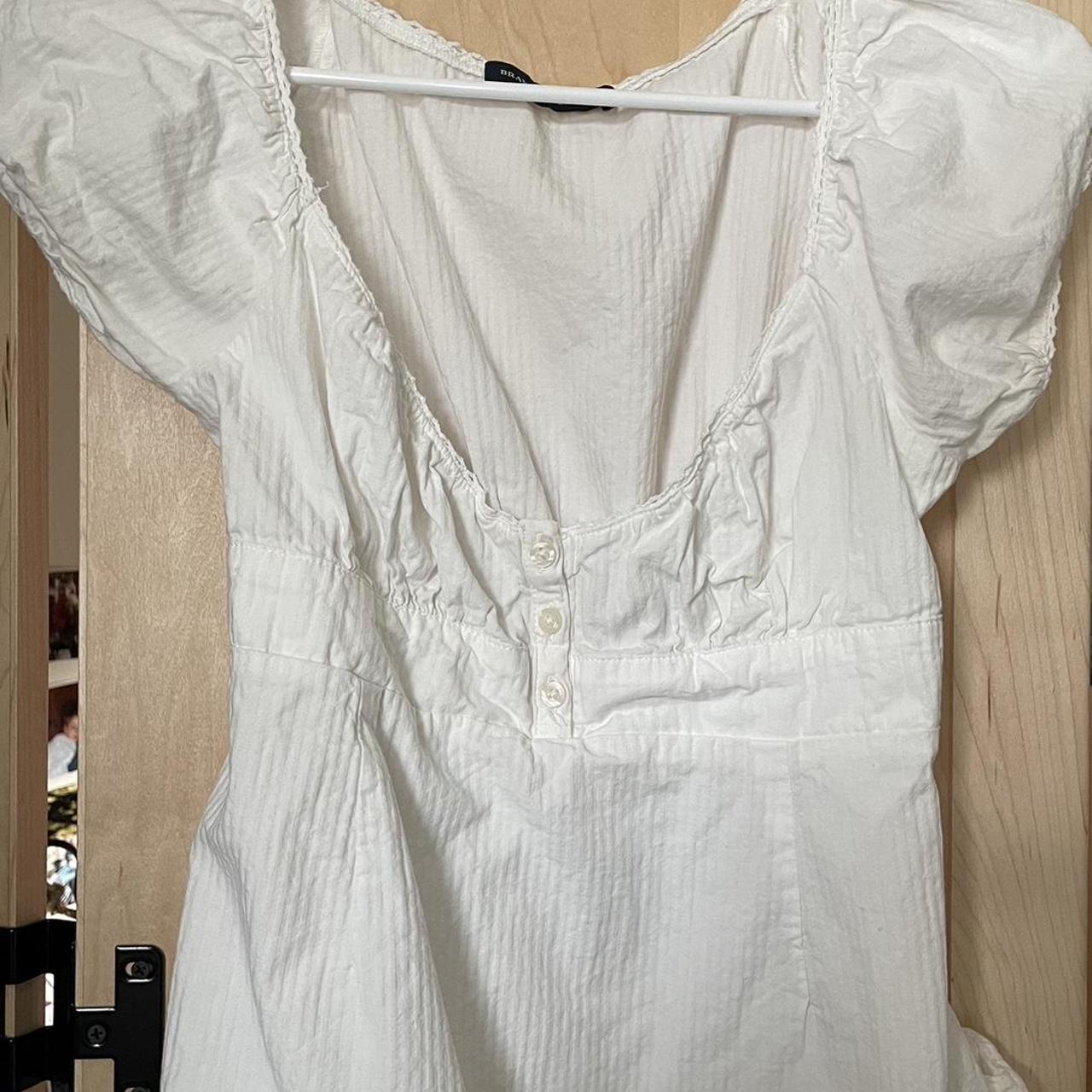 Brandy Melville white Blair puff sleeve top in a... - Depop