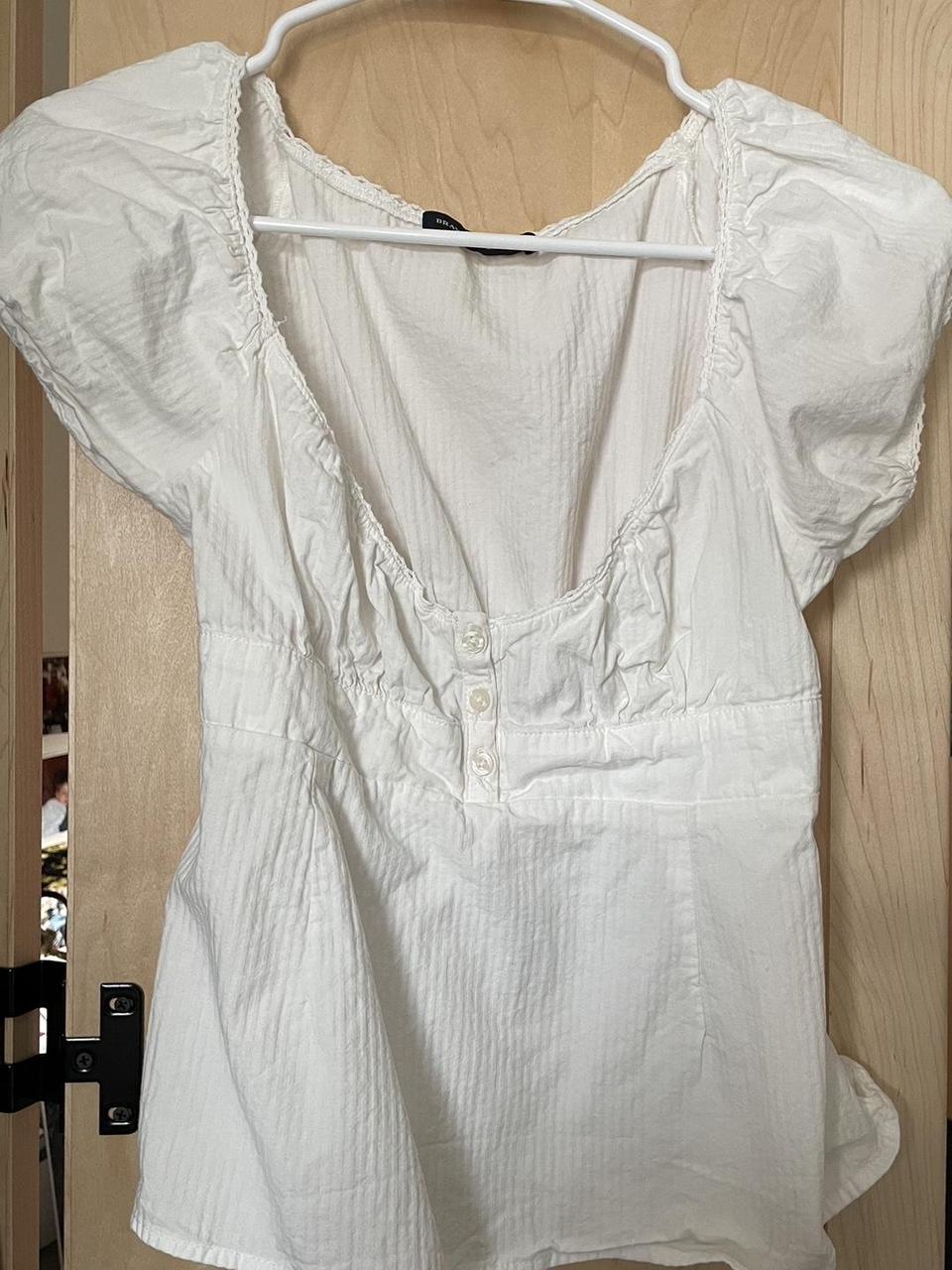 Brandy Melville white Blair puff sleeve top in a... - Depop