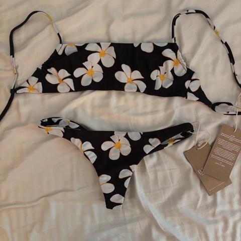 Acacia Swimwear blue stitched Size P top, Depop