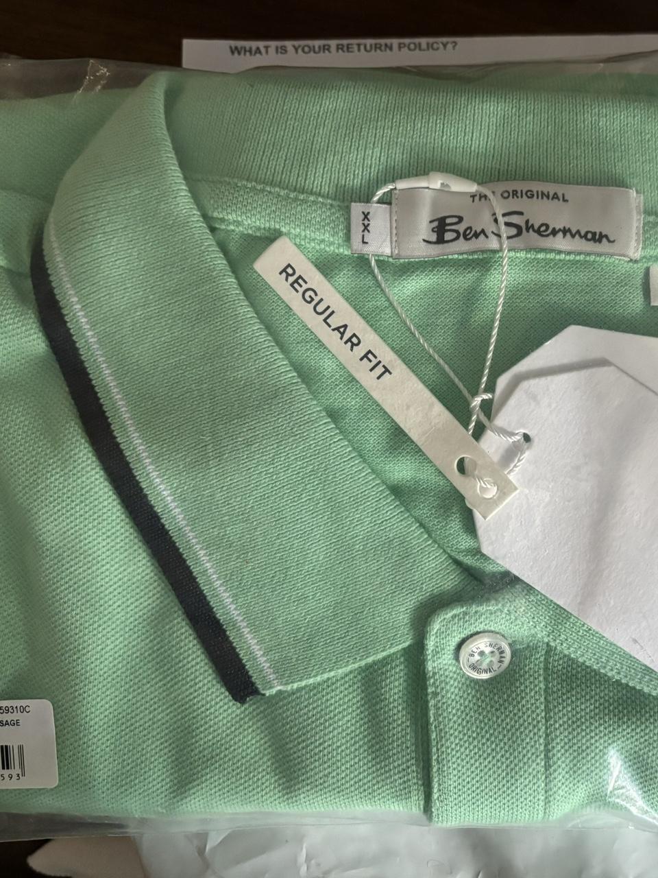 Ben Sherman Men's Green and Navy Polo-shirts