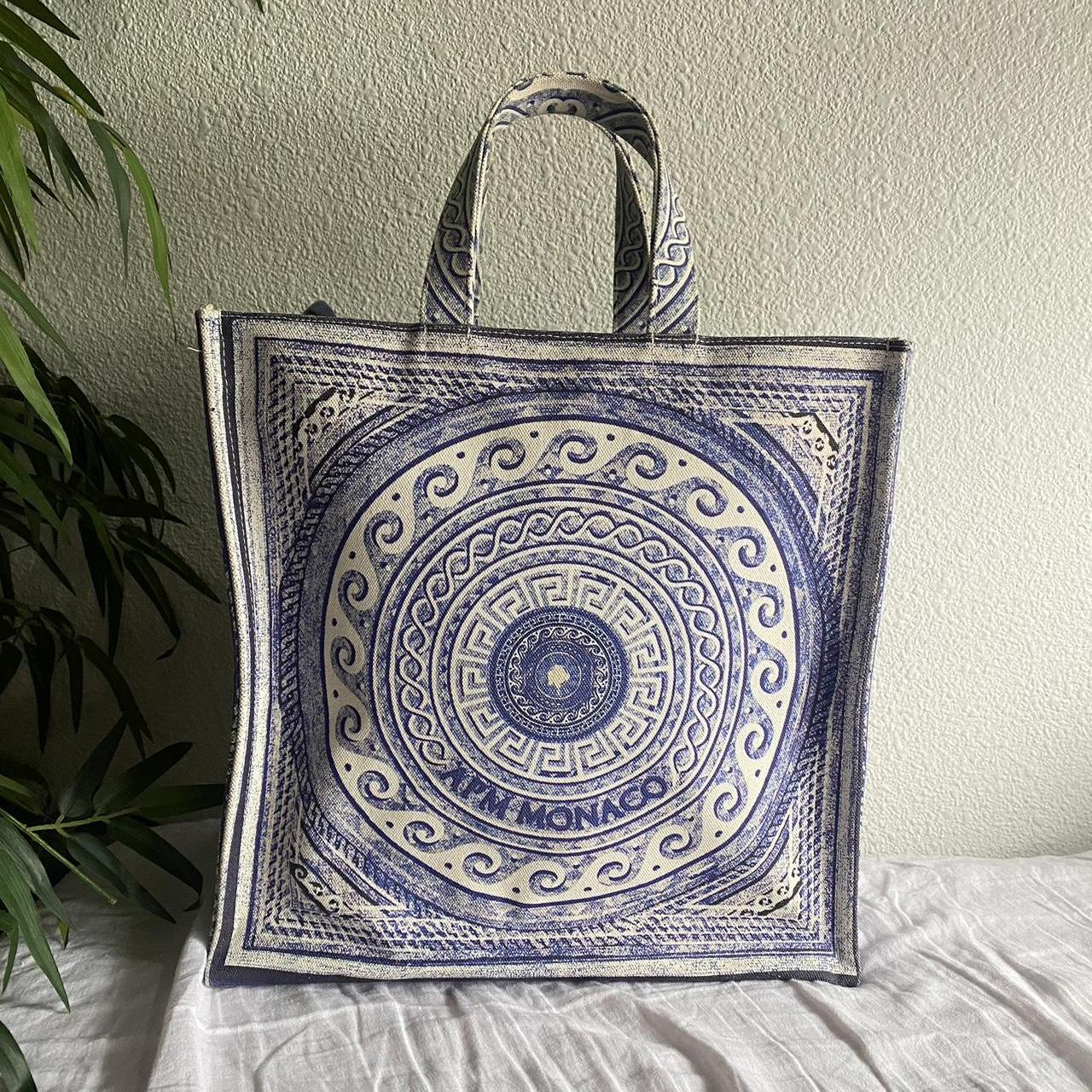 Large tote bag blue white unisex totebag Depop