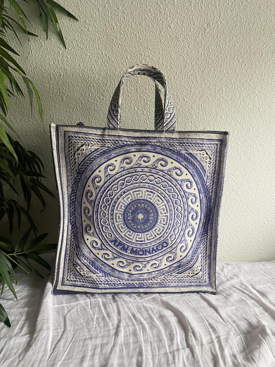 Large tote bag blue white unisex totebag Depop