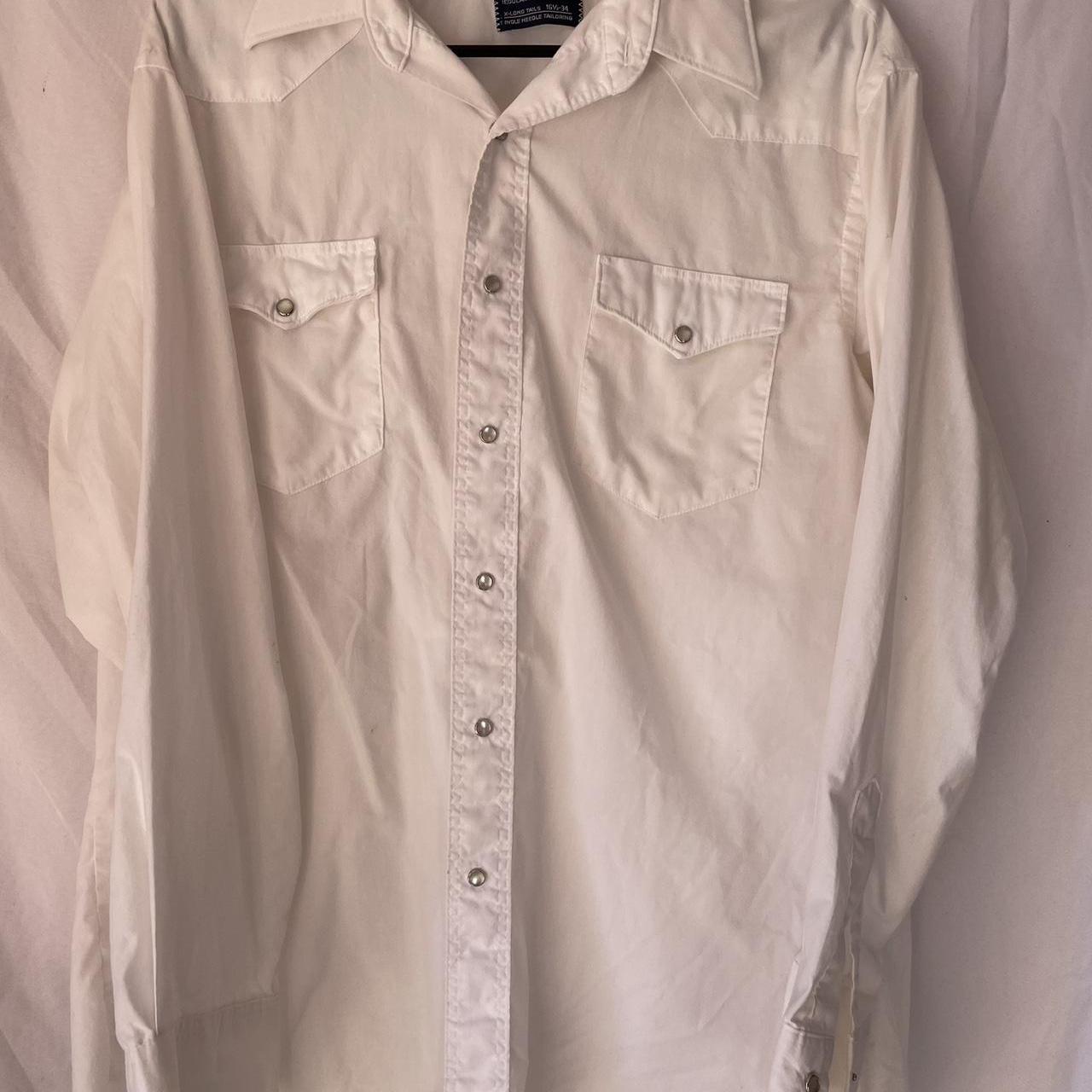 White Wrangler Snap Pearl Button Down - Depop