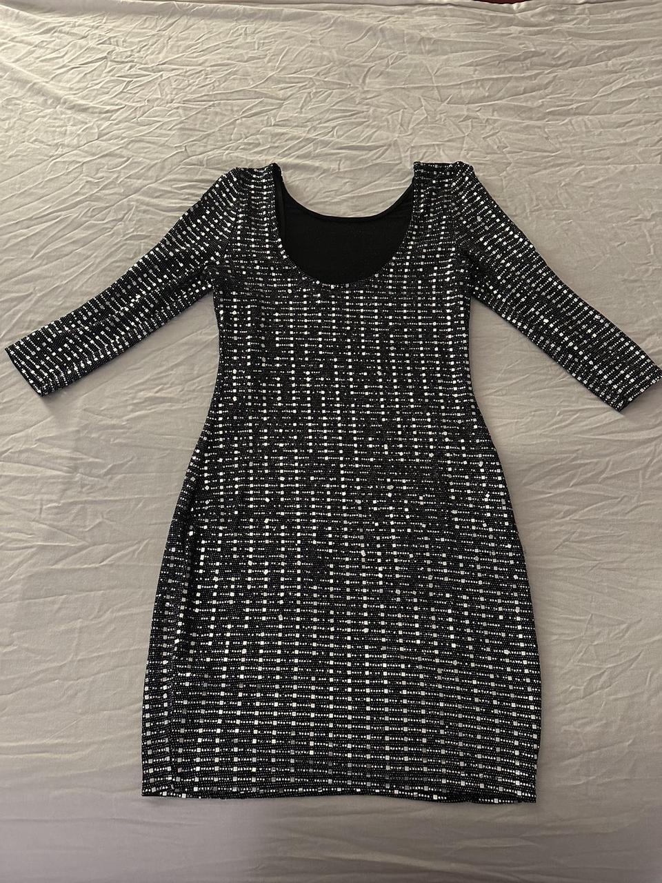 Black and silver sequin fitted dress Very stretchy