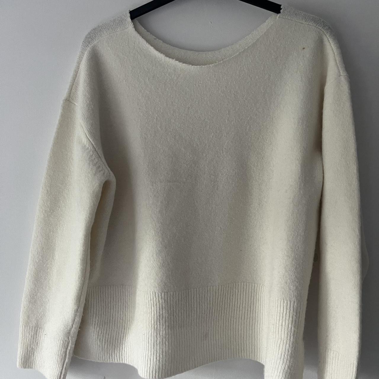 White off the shoulder oversized jumper Depop