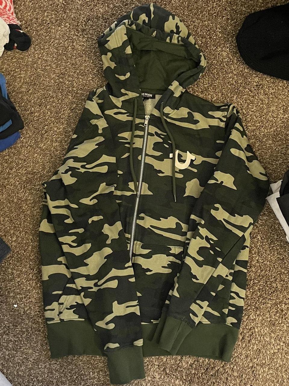 True religion camouflage zip up, size medium,... - Depop