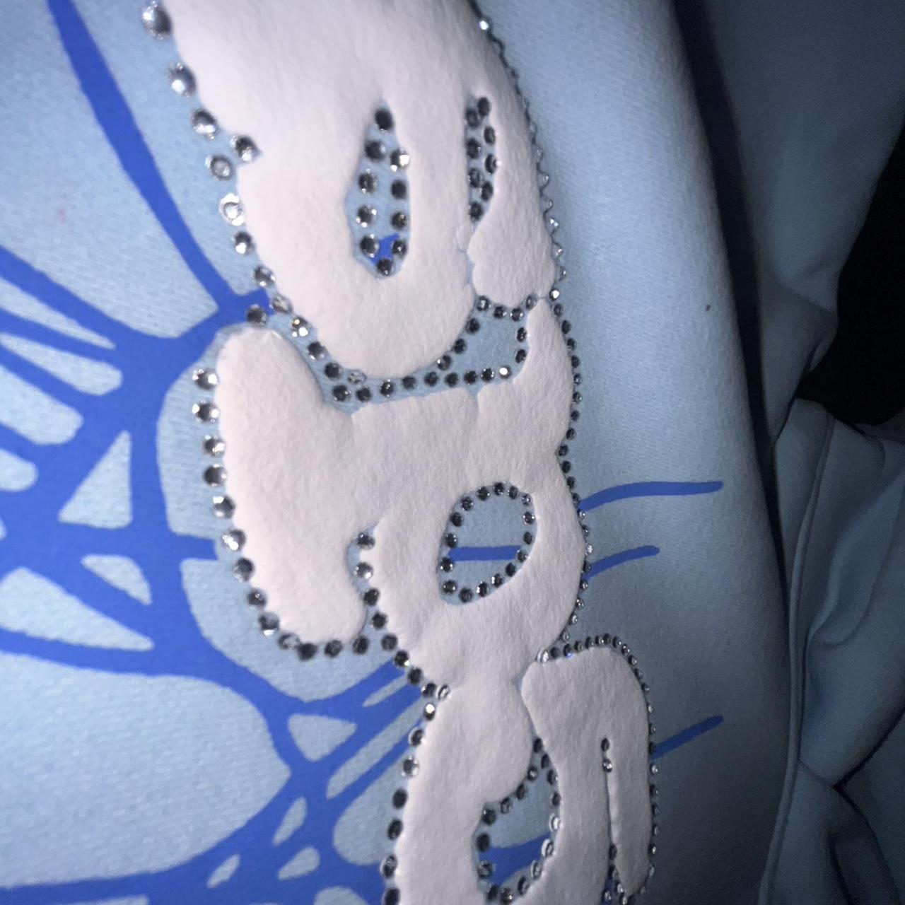 Sky blue Sp5der hoodie, Size M, Puff printed, Bought | Depop Sky blue Sp5der hoodie, Size M, Puff printed, Bought | Depop