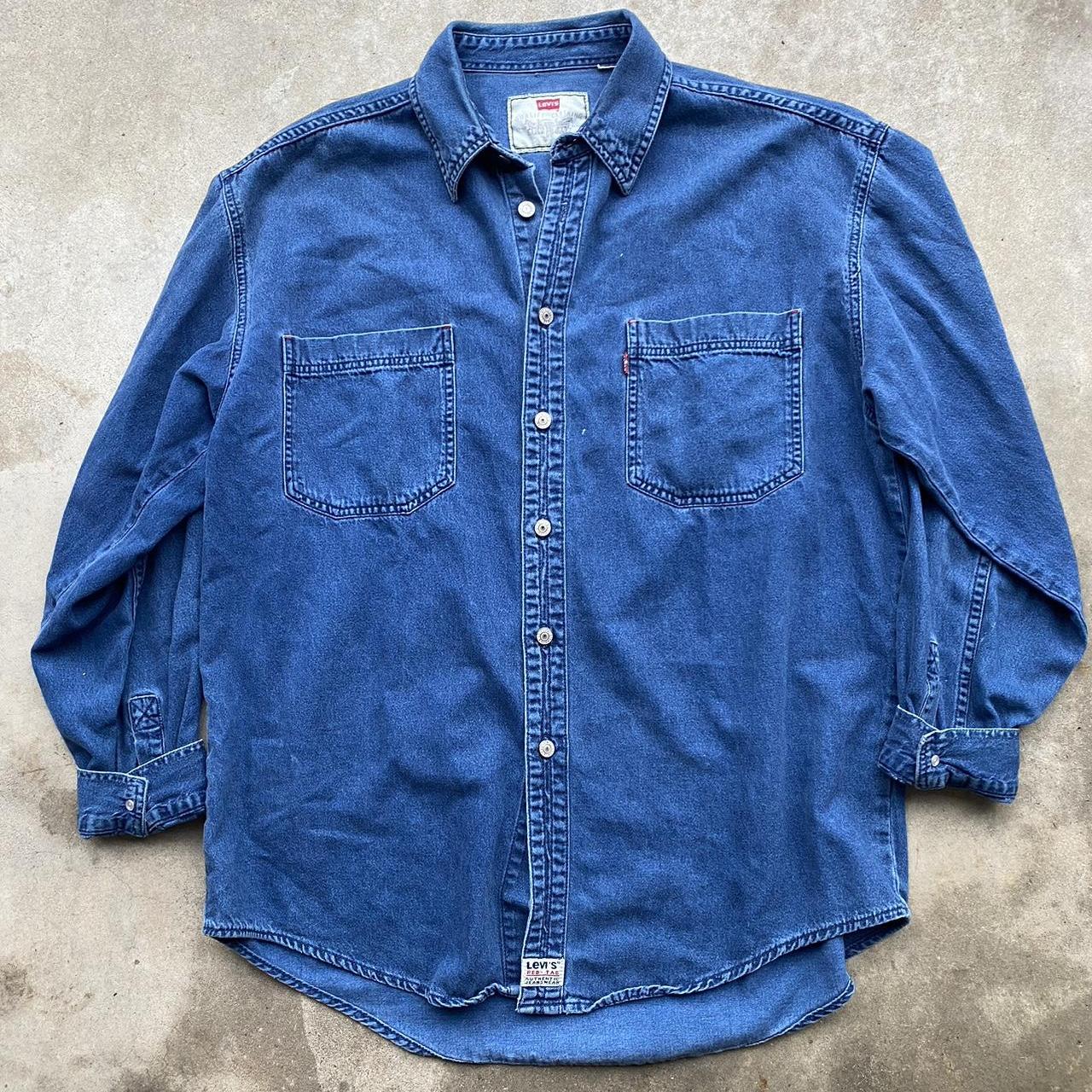 Vintage 90s Levi’s red tab denim shirt size L Sick... - Depop