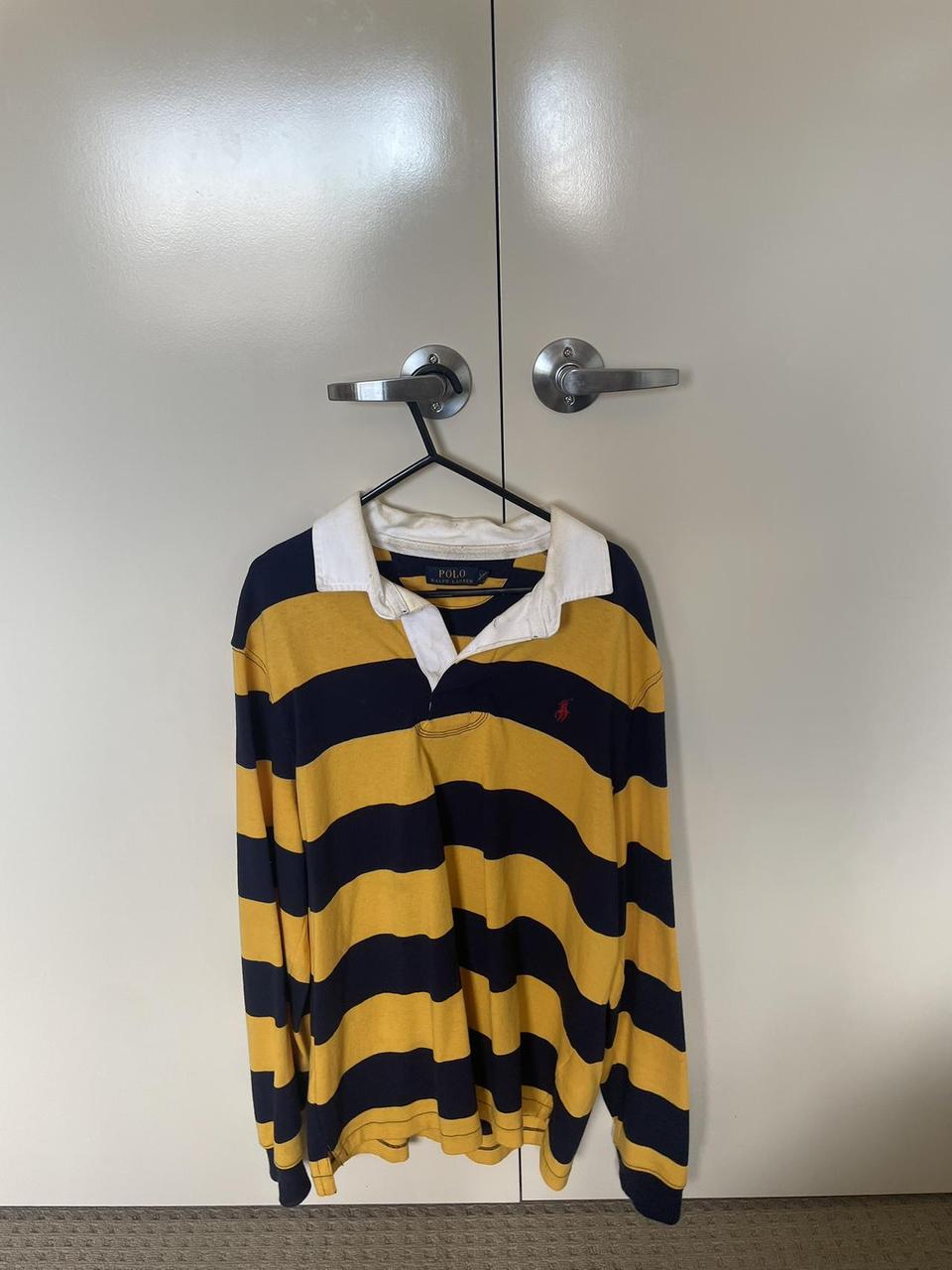 Polo Ralph Lauren Cotton-Twill Rugby Top Used Valued... - Depop