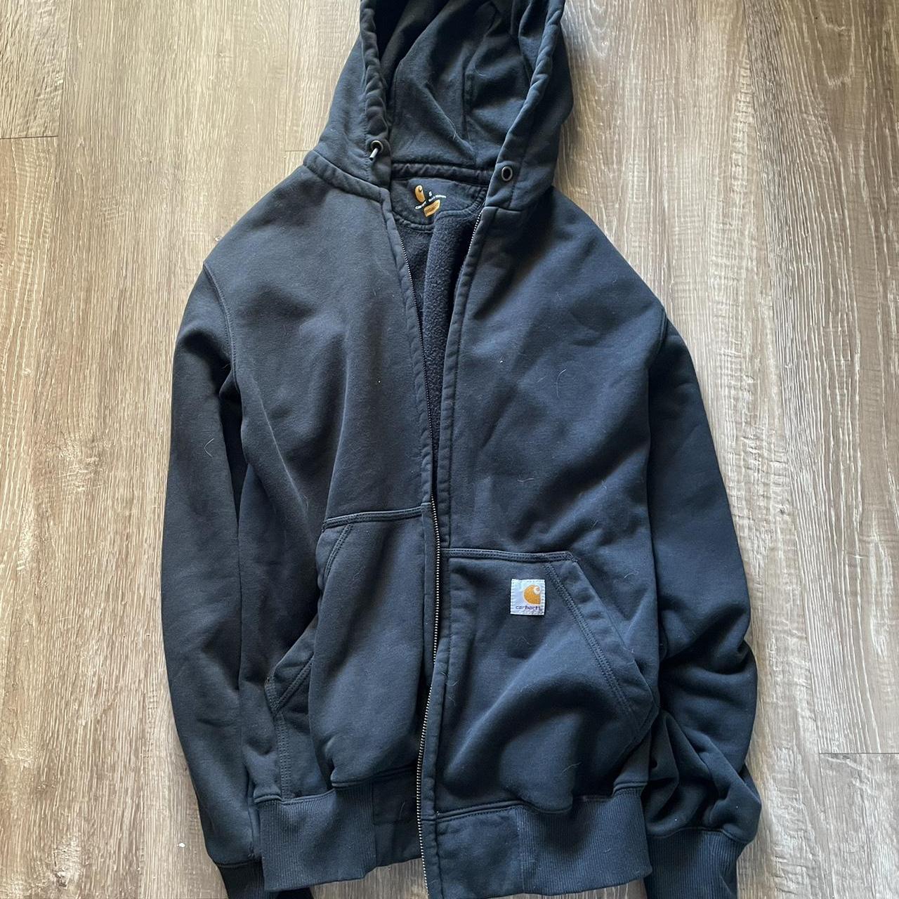 Carhartt rain defender black zip up hoodie - Depop