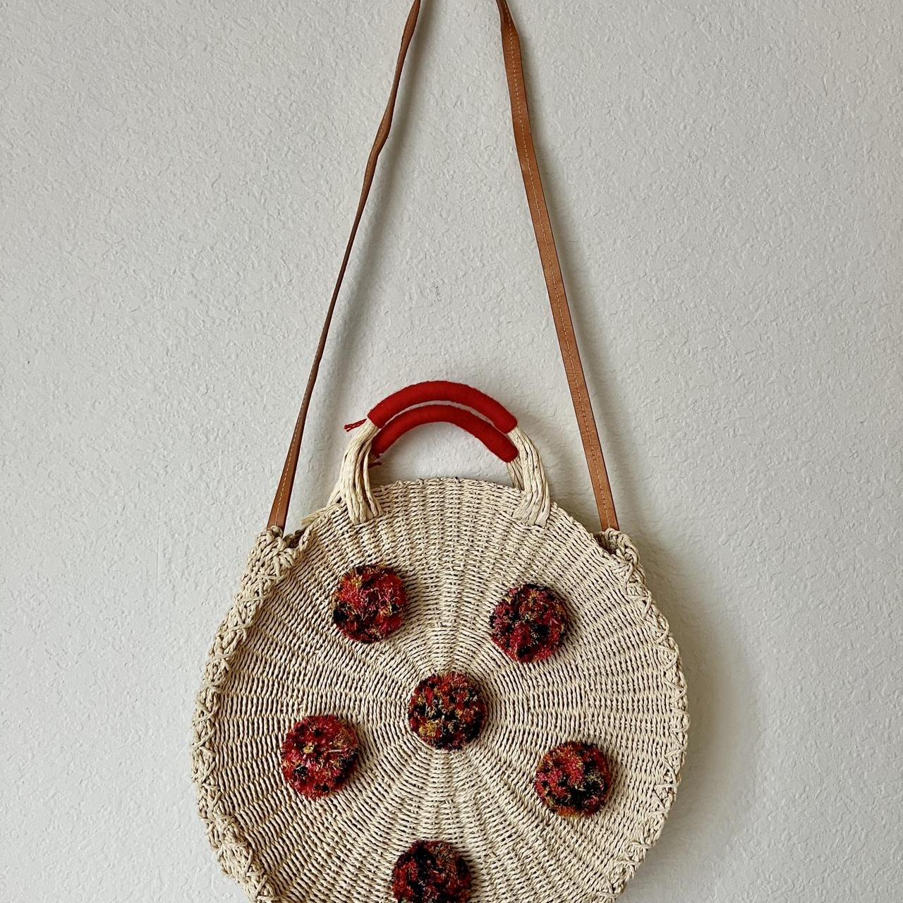 J Crew Straw and Leather Circle Bag #jcrew Depop