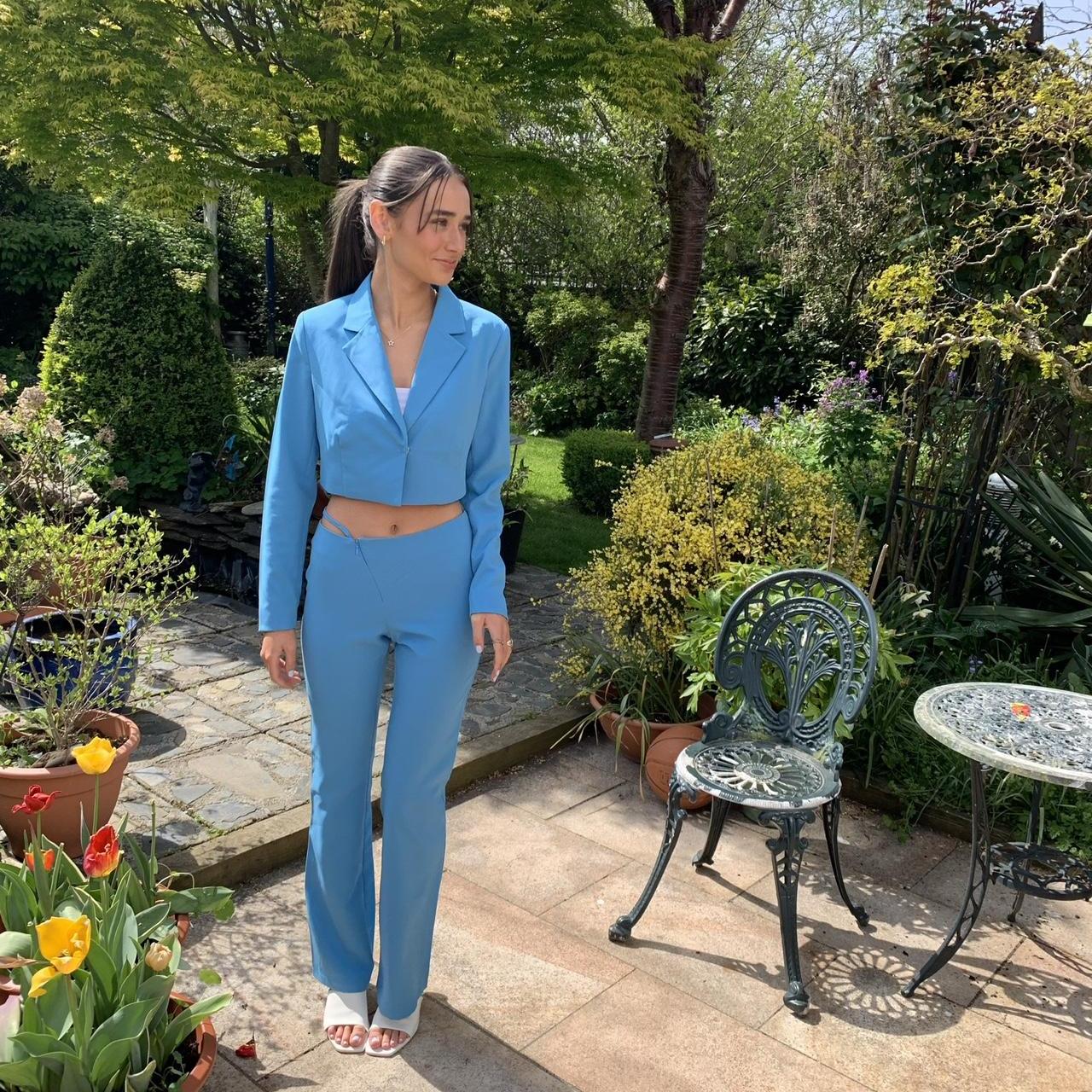 Selling this blue suit set from asos Cropped