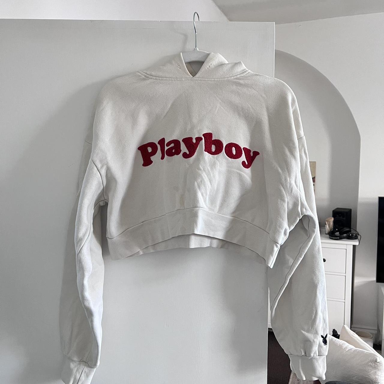 Vintage Playboy crop hoodie. Oversized fit. Thick Depop