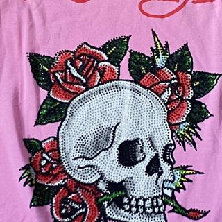 Ed Hardy ピンク Tシャツ バラとスカル y2k Ed hardy pink tee - Gem