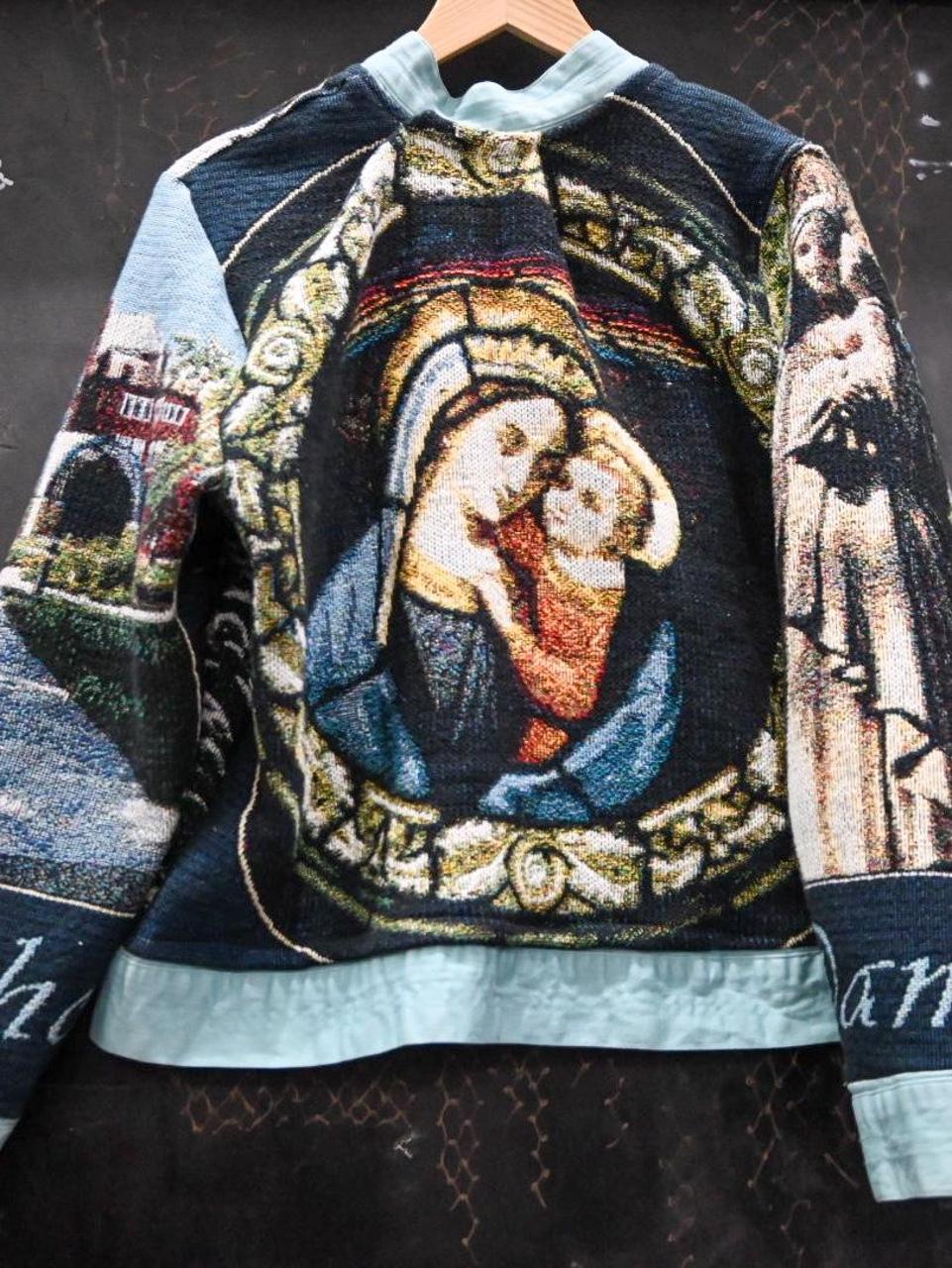 Upcycled Virgin Mary jacket 🙏 hand made with vintage... - Depop