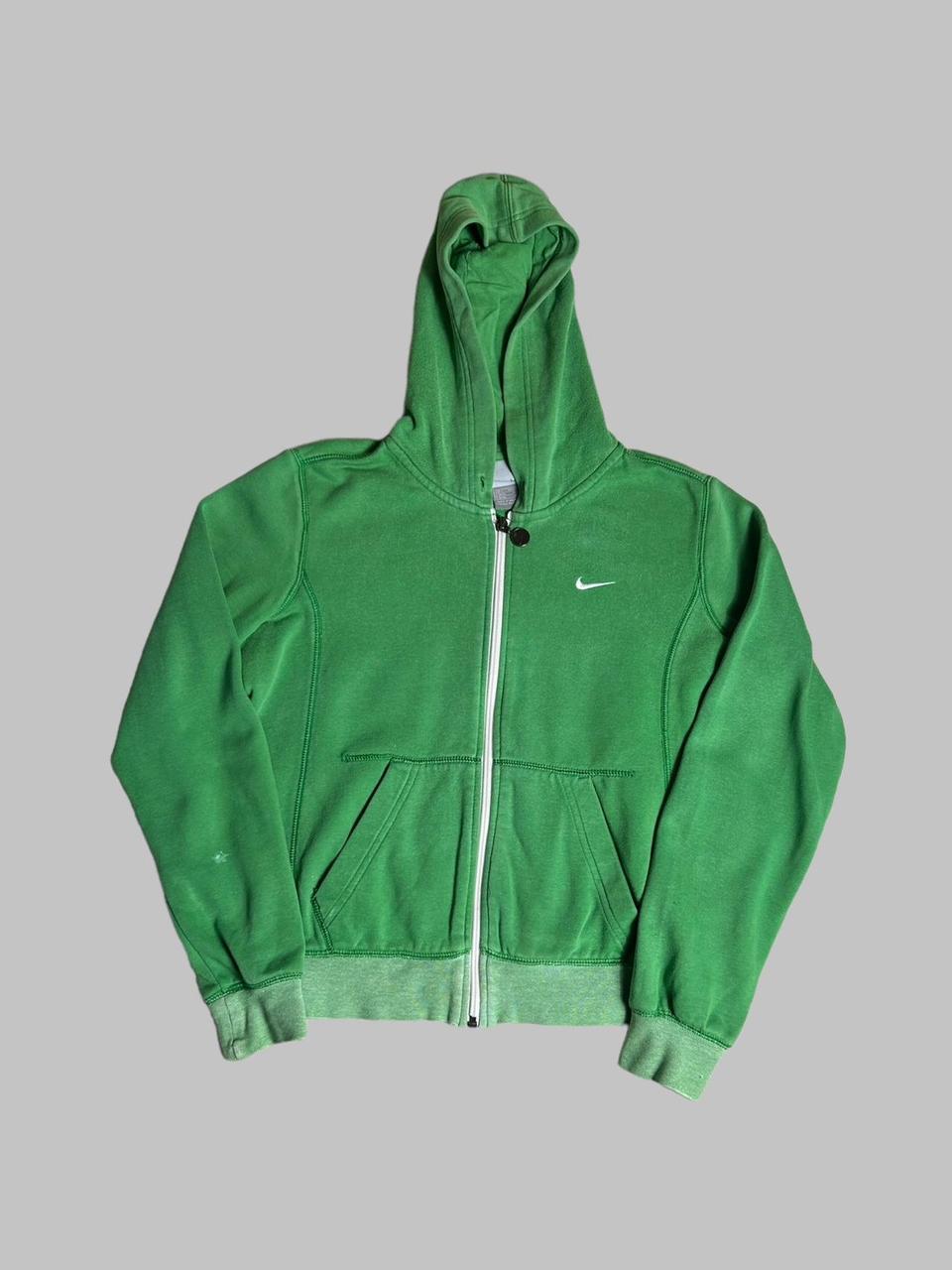 Green cotton full zip Nike hoodie Green colour. Depop