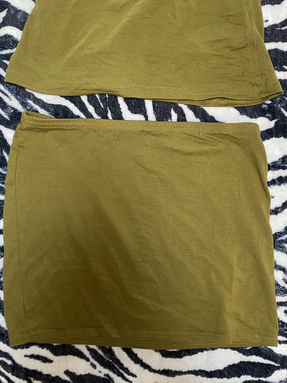 Green backless top and low rise skirt co ord Top... Depop
