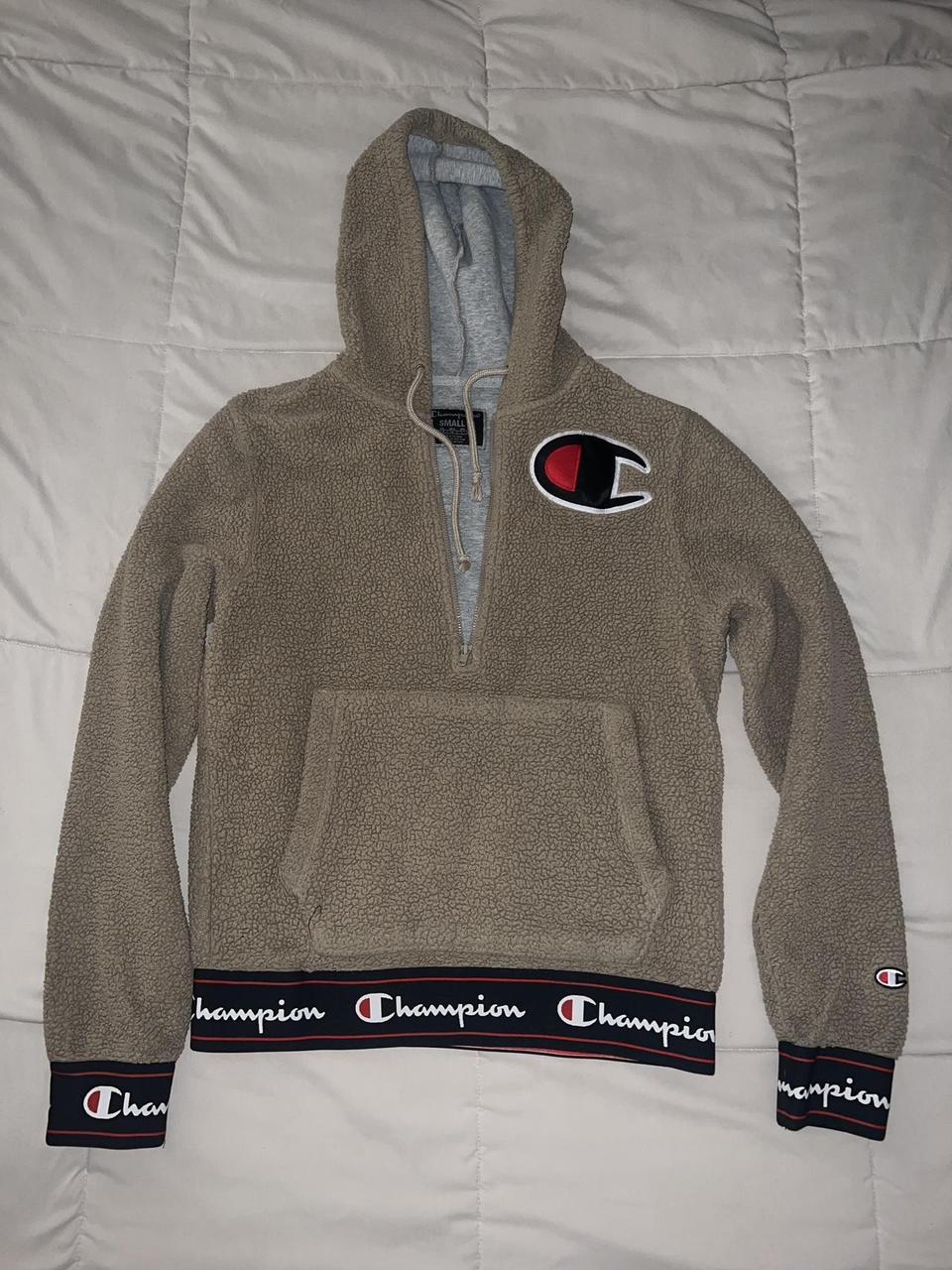 Champion Sherpa 1 4 Zip Fleece with Hood Lightly. Depop